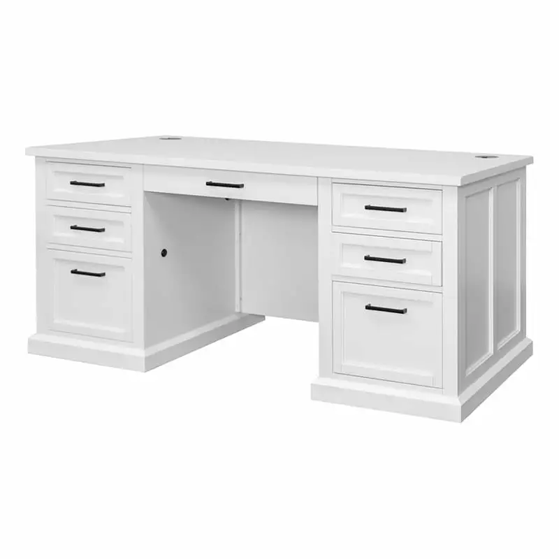 Modern Wood Executive Desk Office Desk Fully Assembled White Martin Furniture