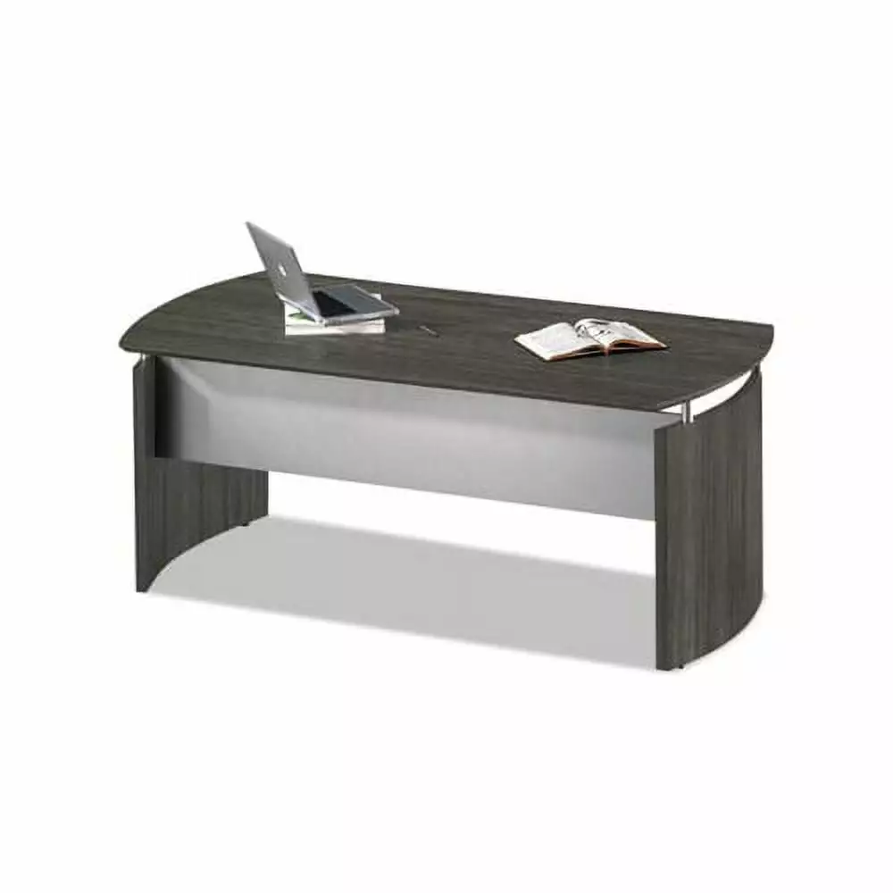 Mayline Medina Series Laminate Curved Desk Base 72w x 36d x 29.5h Gray Steel Office Desk