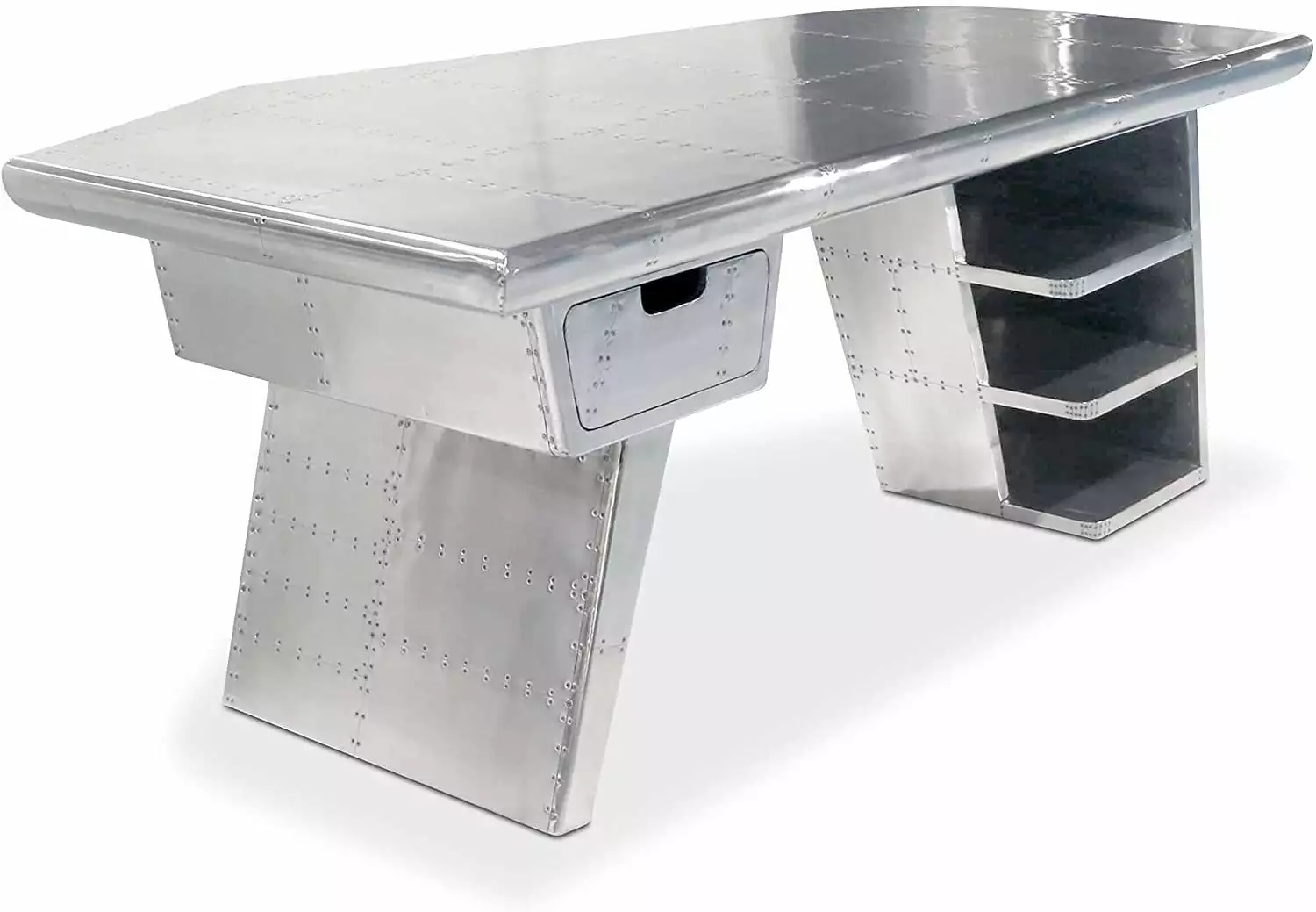 Large Aviator Executive Desk Drawer Shelving Aircraft Wing Design 62 Inches NauticalMart