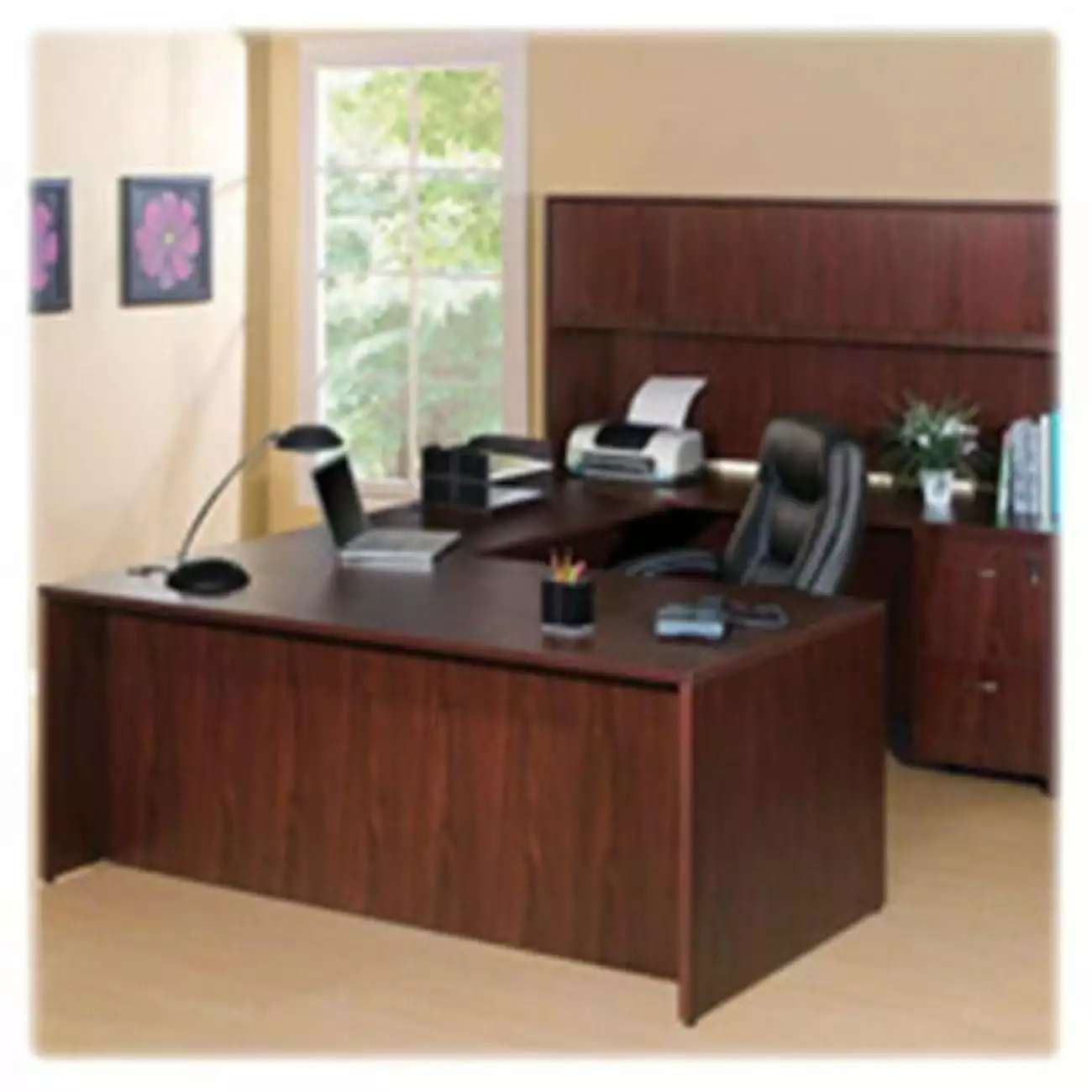 Rectangular Return Shell Desk 42x24x29.5 Inches Mahogany Office Newestedition