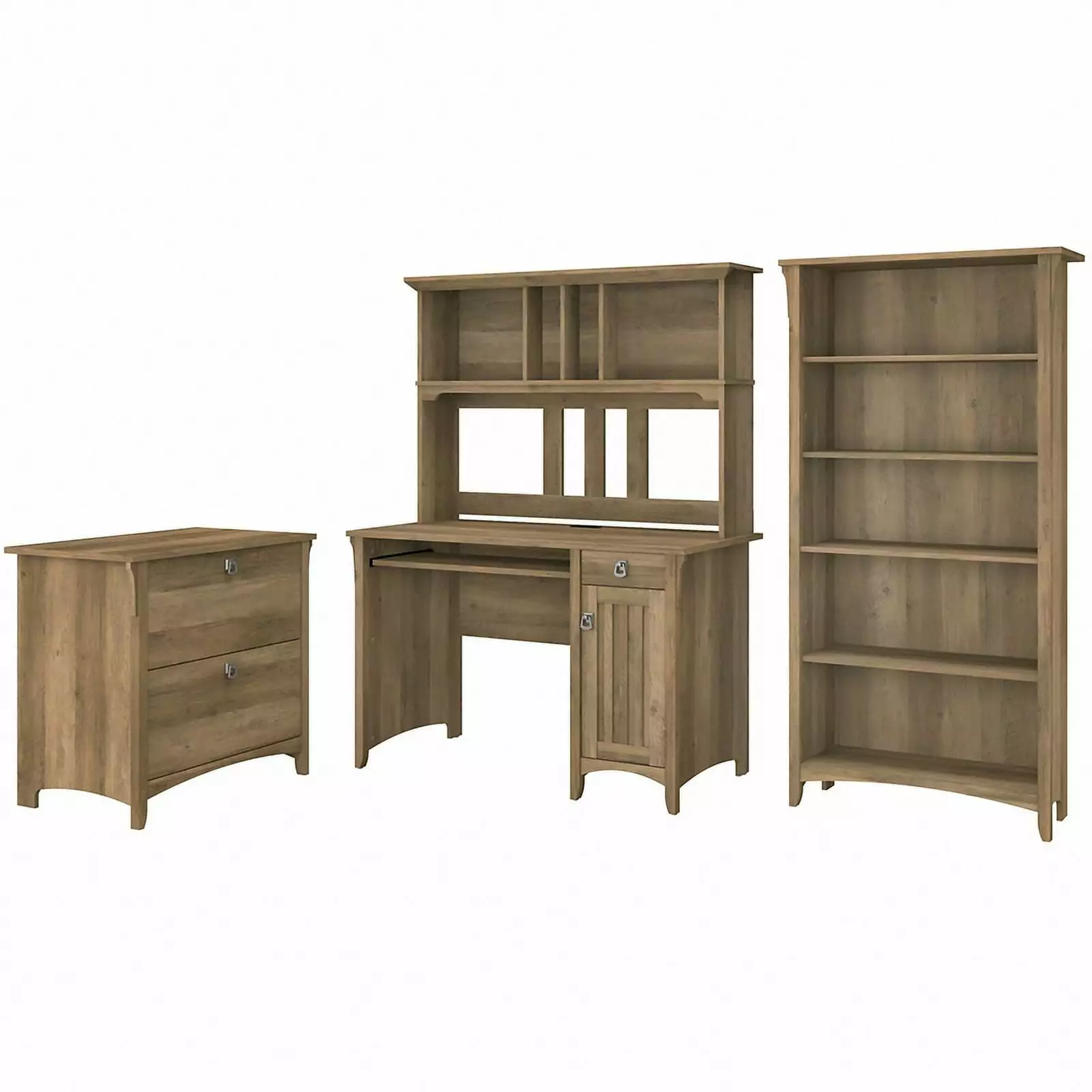Pemberly Row Desk Hutch and Storage Reclaimed Pine Engineered Wood