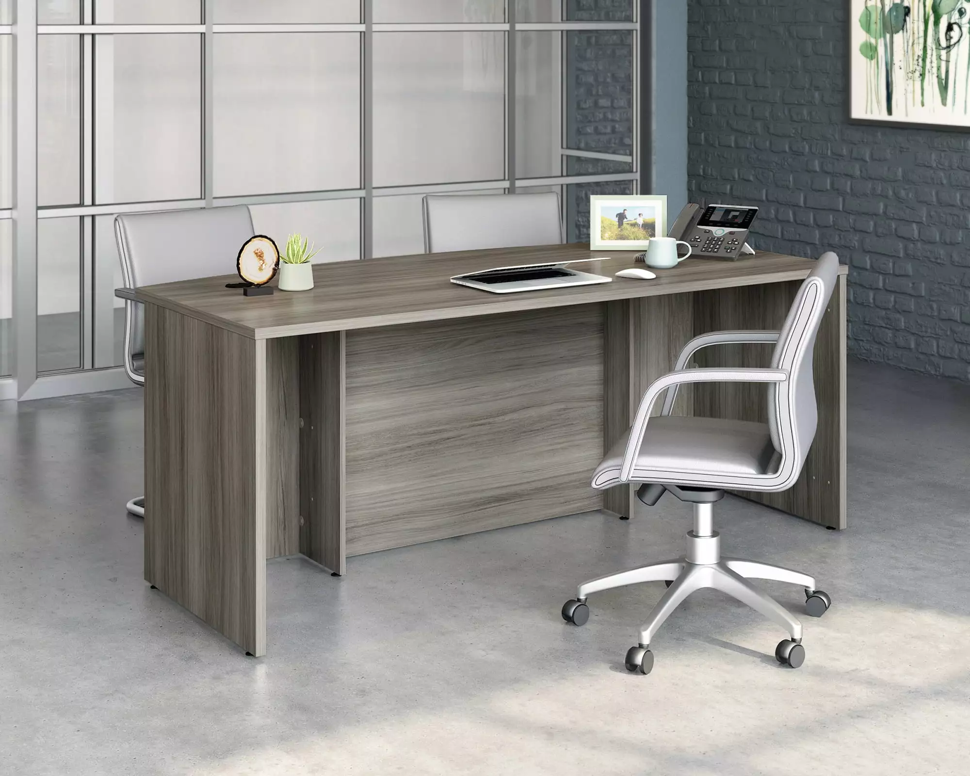 Sauder Affirm Engineered Wood Bowfront Executive Desk Hudson Elm/Brown - Office Desk