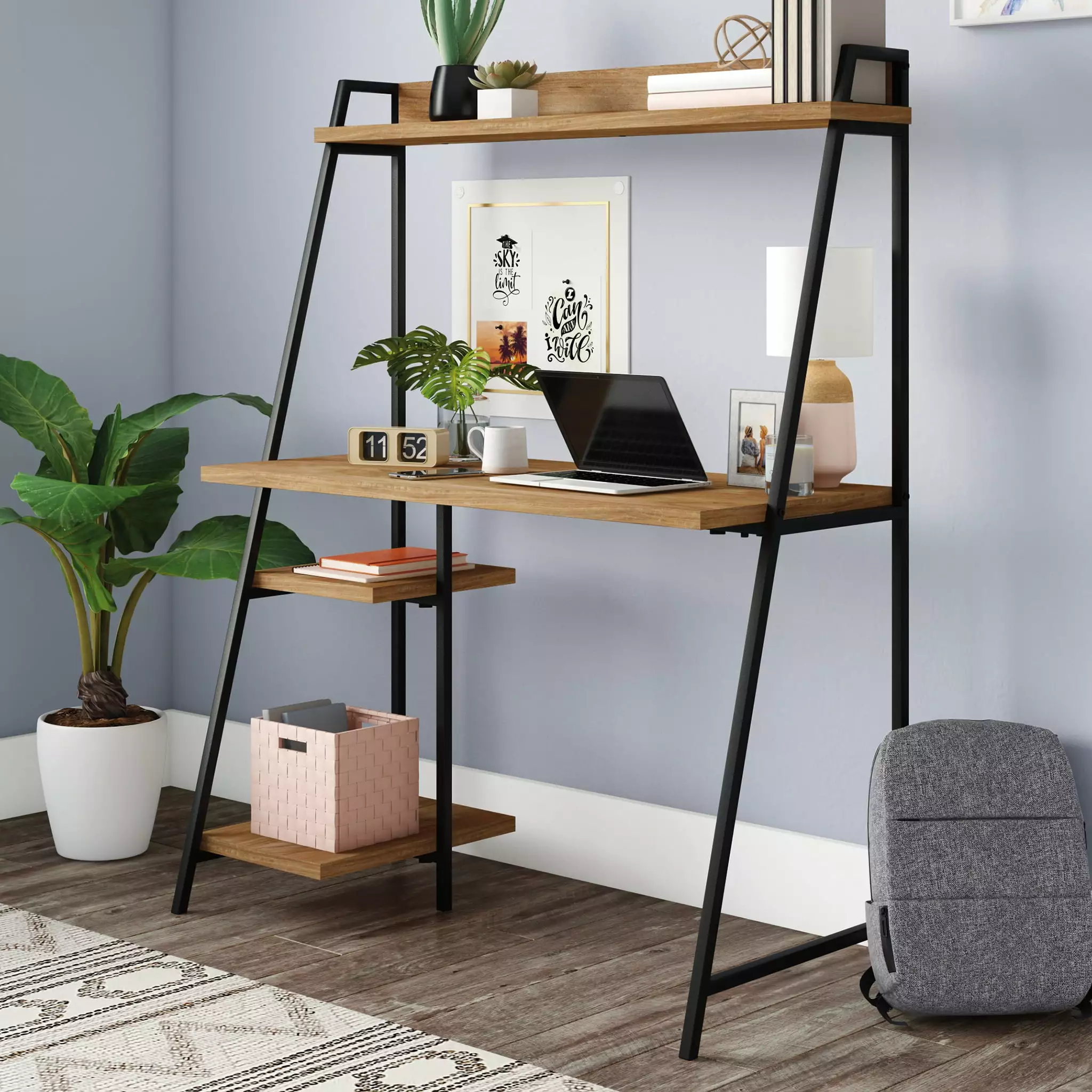 Sauder Curiod Desk Hutch Sindoori Mango Finish Home Office Desk