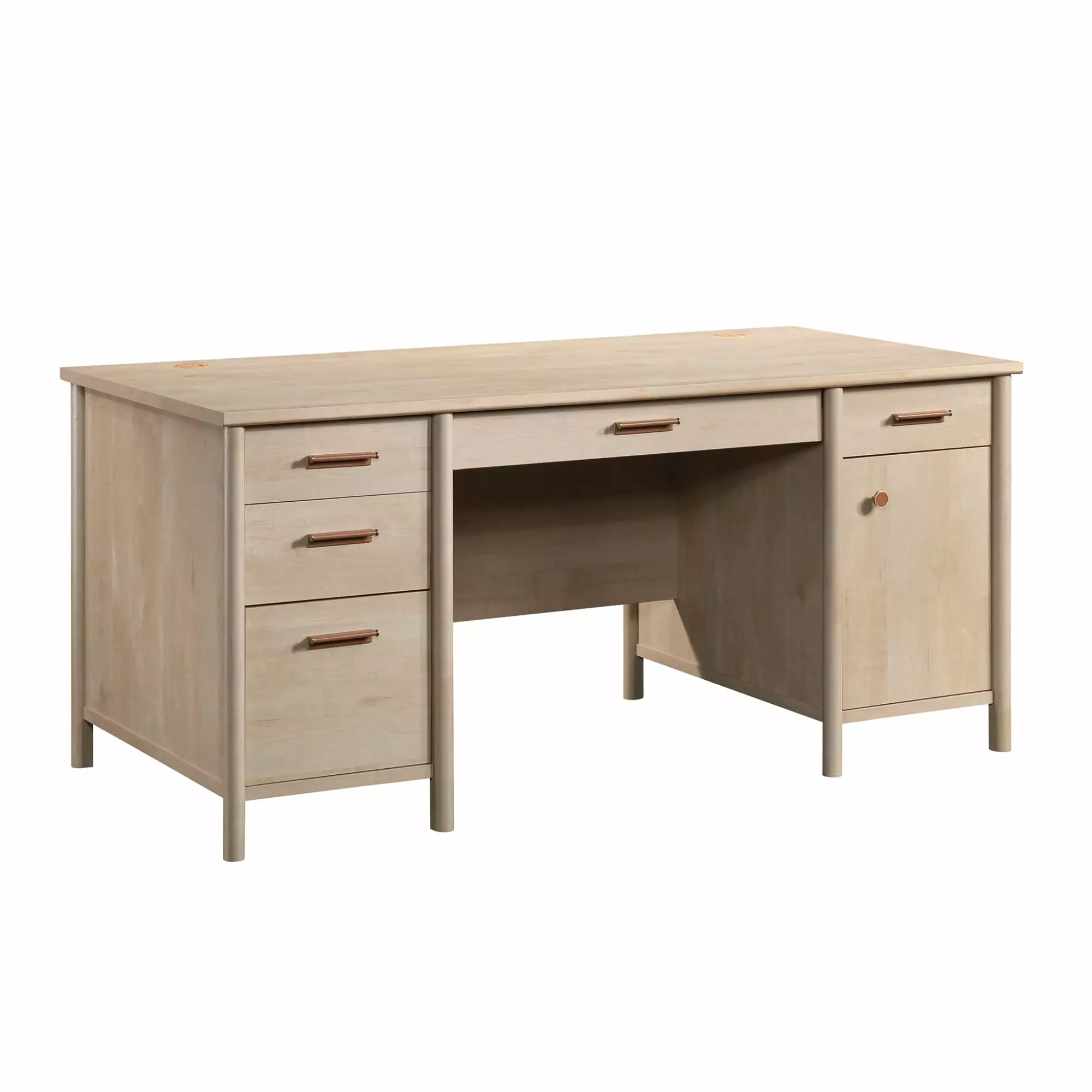 Sauder Whitaker Point Engineered Wood Executive Desk Natural Maple Finish
