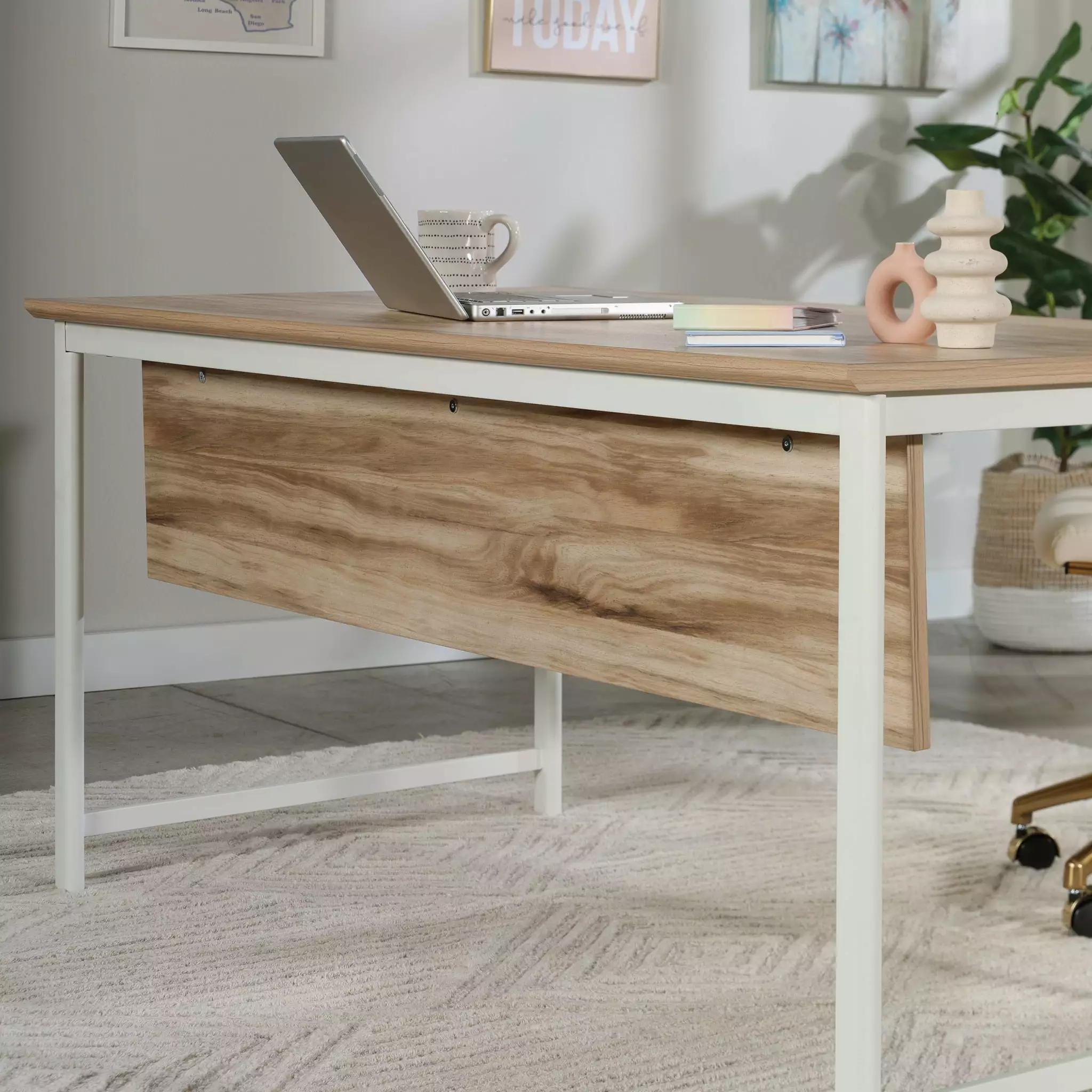 Worksense Sauder Bergen Circle 72 Desk Modesty Panel Kiln Acacia Finish