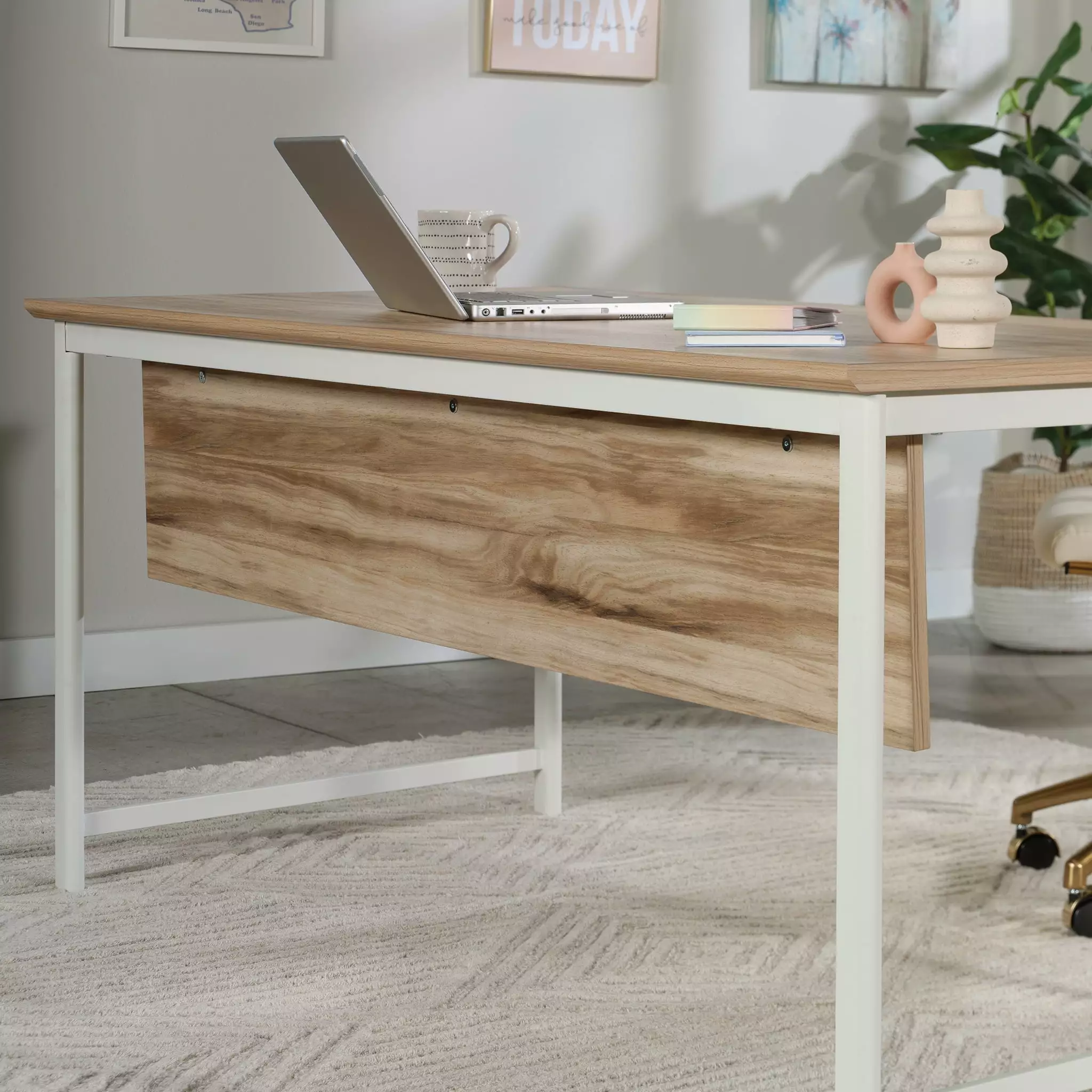 Worksense Sauder Bergen Circle 72 Desk Modesty Privacy Panel Kiln Acacia Finish