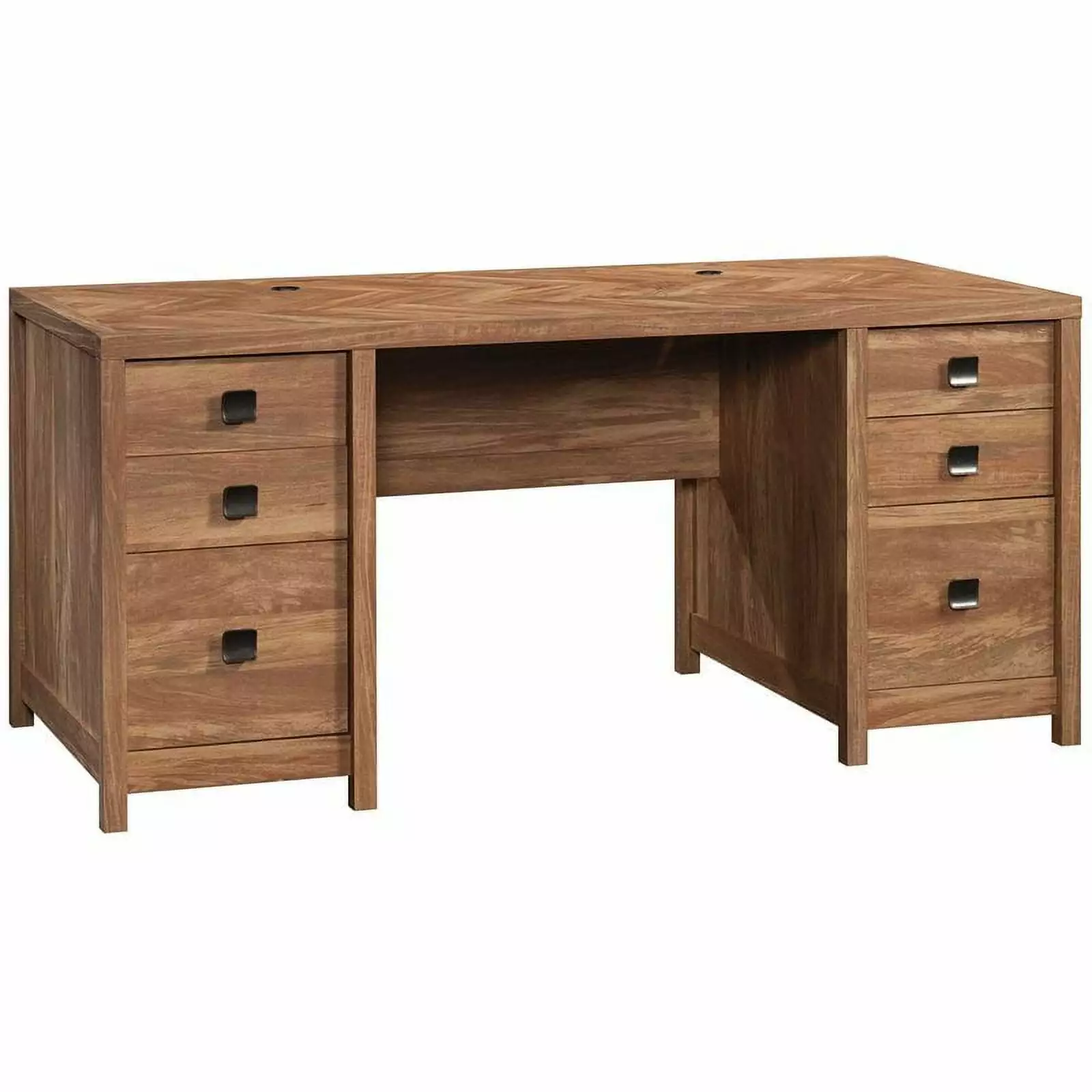 UrbanPro 6-Drawer Farmhouse Engineered Wood Executive Desk Brown - Rustic Home Office Furniture