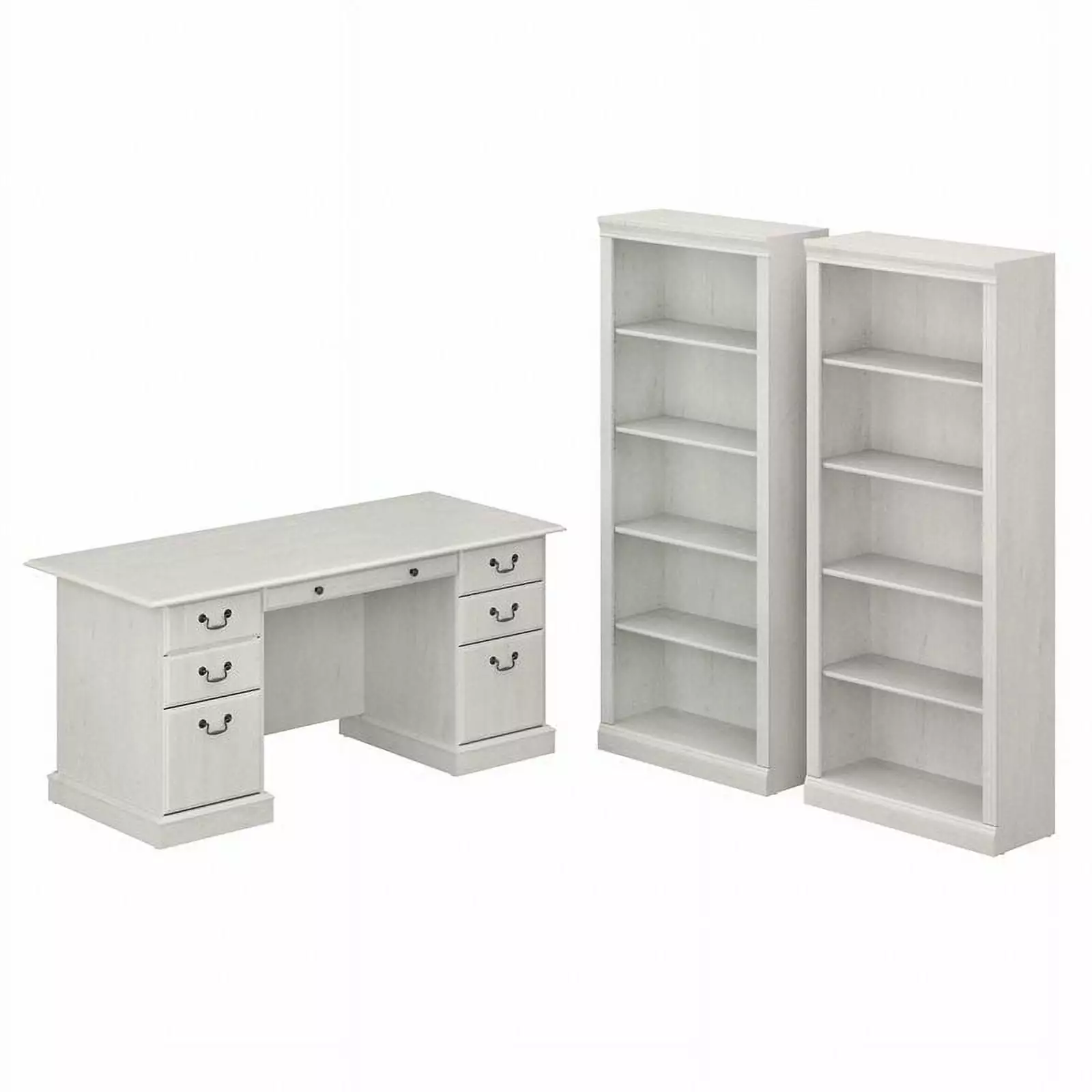 UrbanPro Executive Desk and Bookcase Set Linen White Oak - Engineered Wood Office Furniture