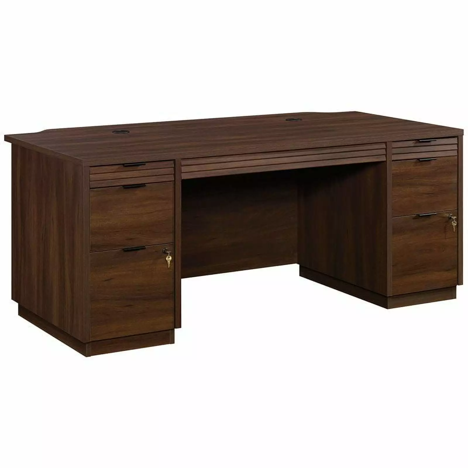 UrbanPro 72 Inch Wooden Double Pedestal Executive Desk Spiced Mahogany Home Office