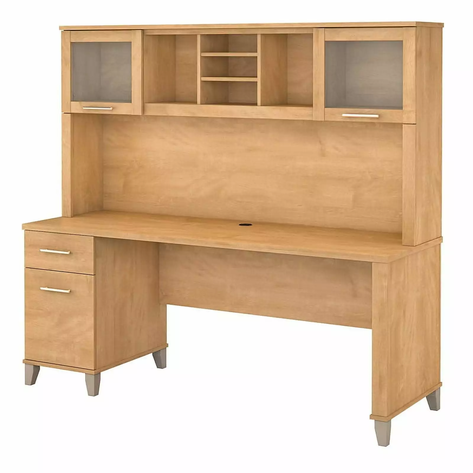 UrbanPro Transitional 72W Office Desk Hutch Maple Cross Workstation