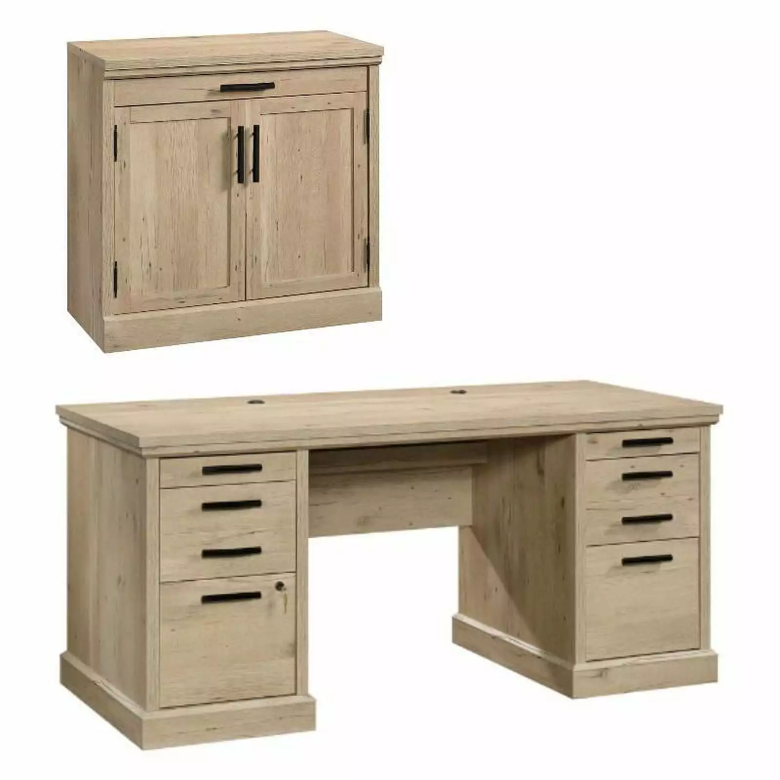 Home Square 2-Piece Set Executive Desk & Library Base Storage Stand