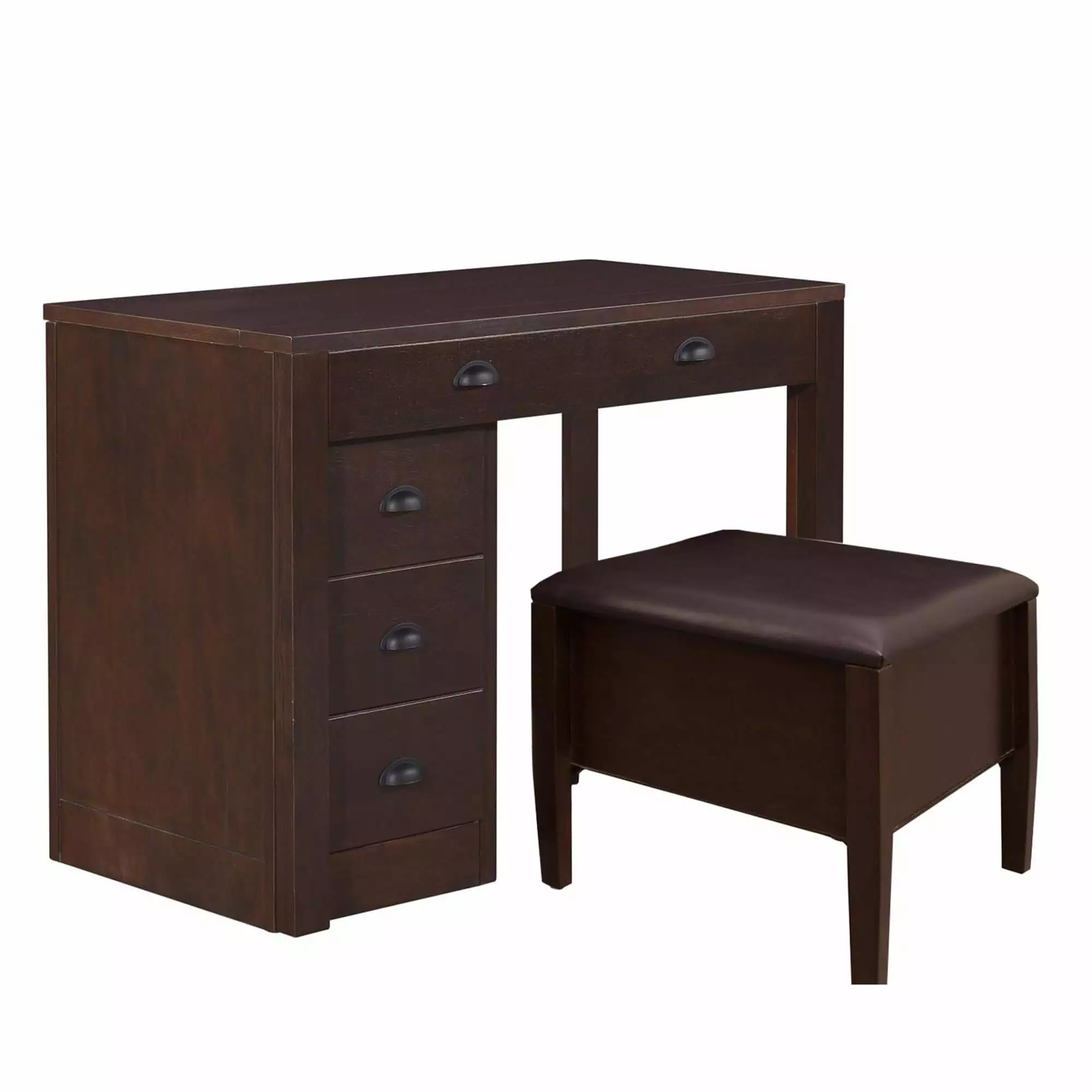 MECO Stakmore Wooden Made Expandable Desk Ottoman and 3 Drawers - Versatile Home Office Desk