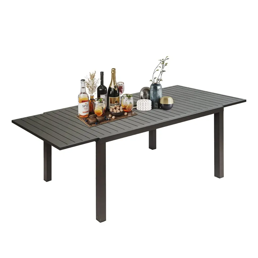 Patio Dining Expandable Table Metal Aluminum 6 to 8 People crefise patio life