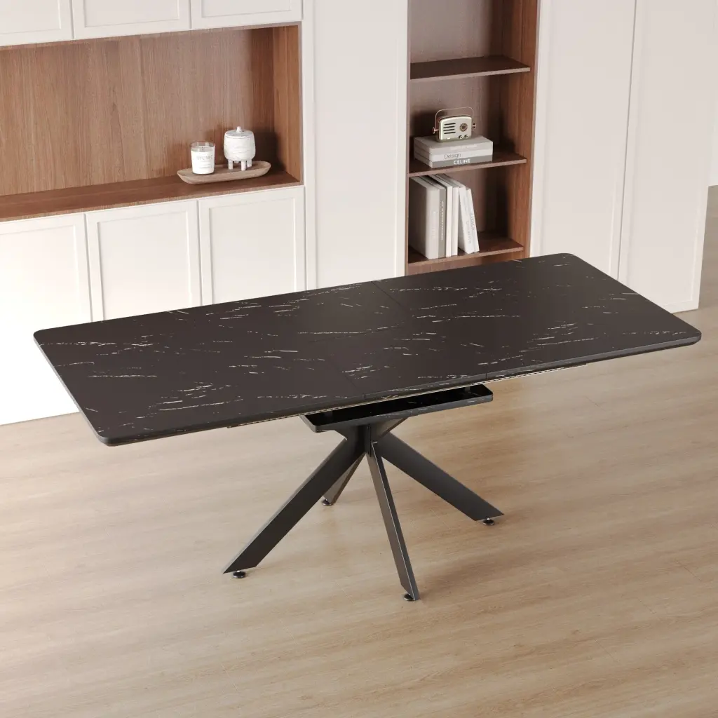 62.4 Extendable 78.15 Large Black Dining Table Modern Mid Century nuoli furniture