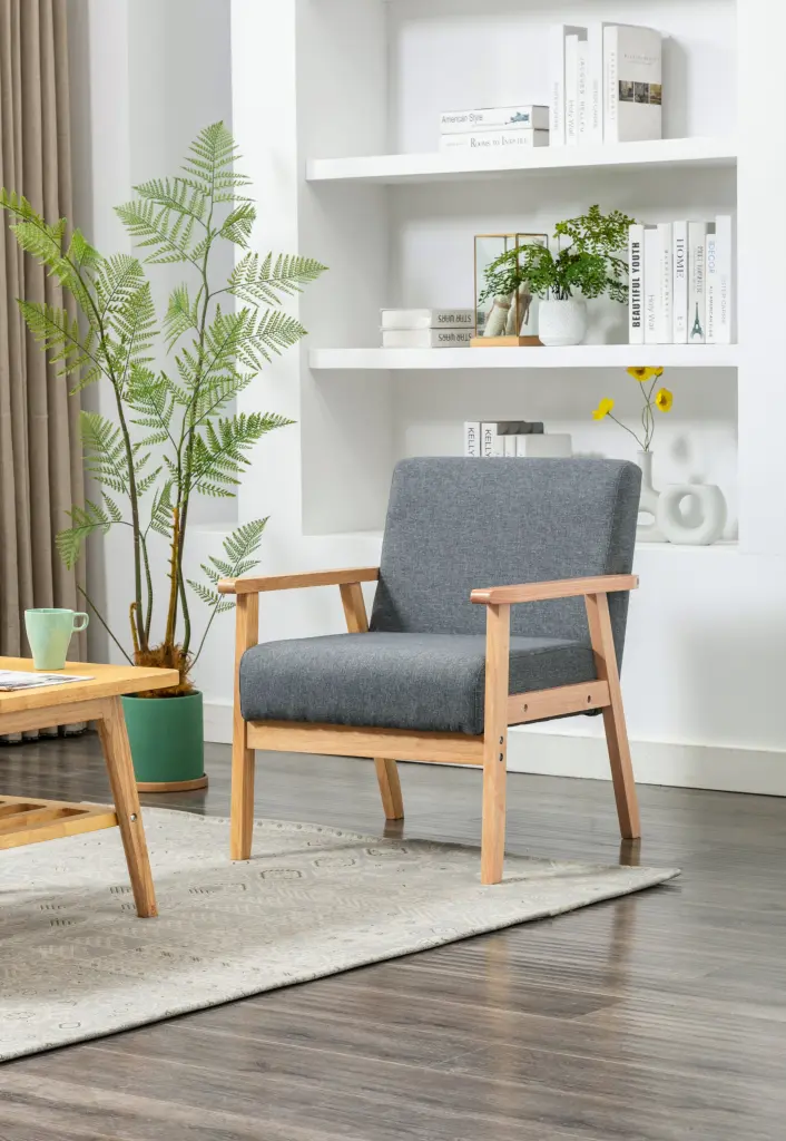 Bahamas 25 Inch Gray Linen Fabric Chair, Modern Upholstered Seat lilola home
