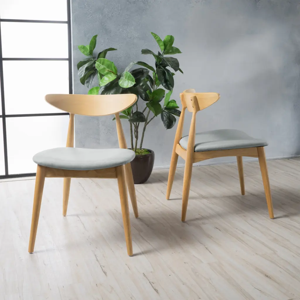 Chair Set 2 Beige Fabric Modern Living Room Chairs nh-bo