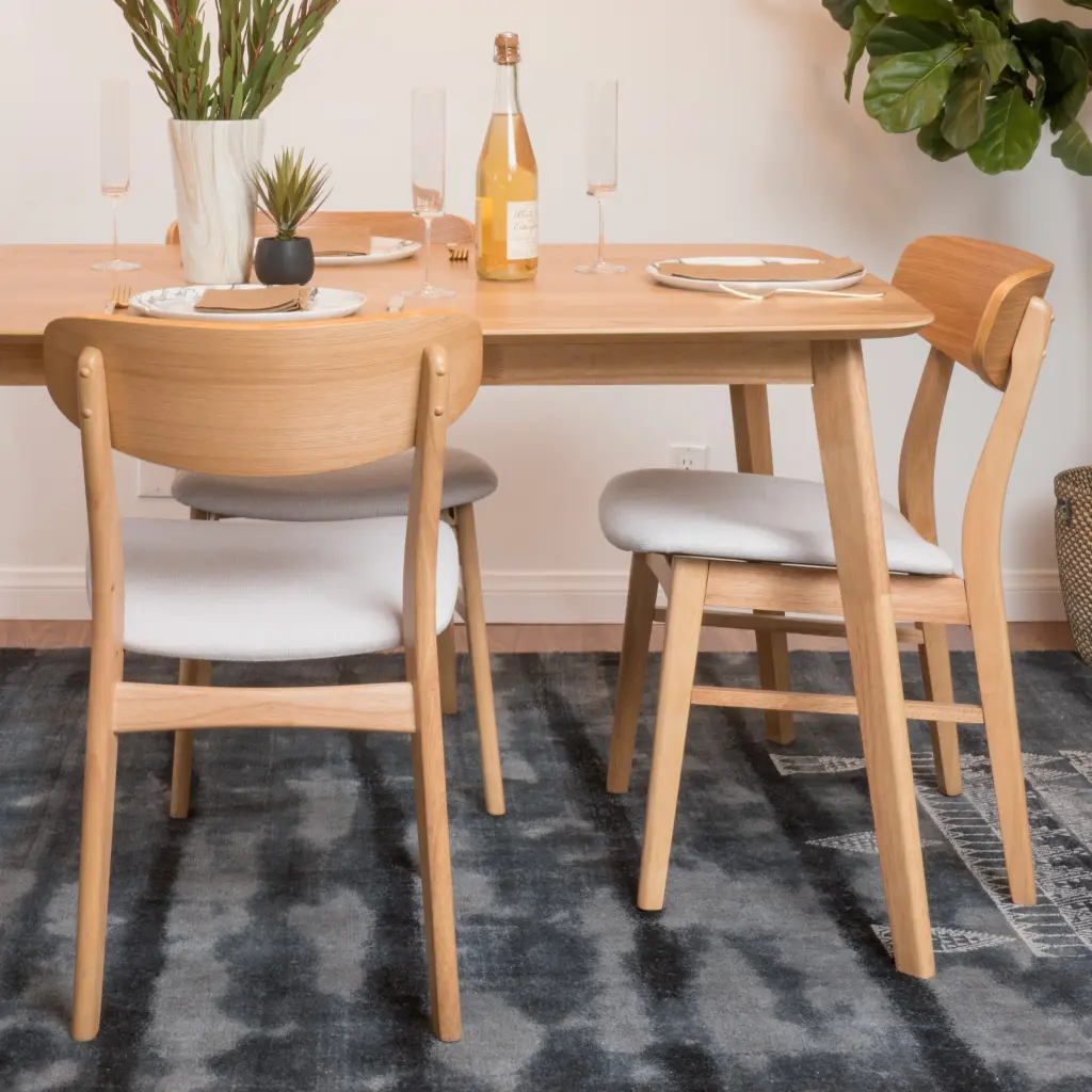 Dining Chair Set 2 Light Beige Fabric nh-bo