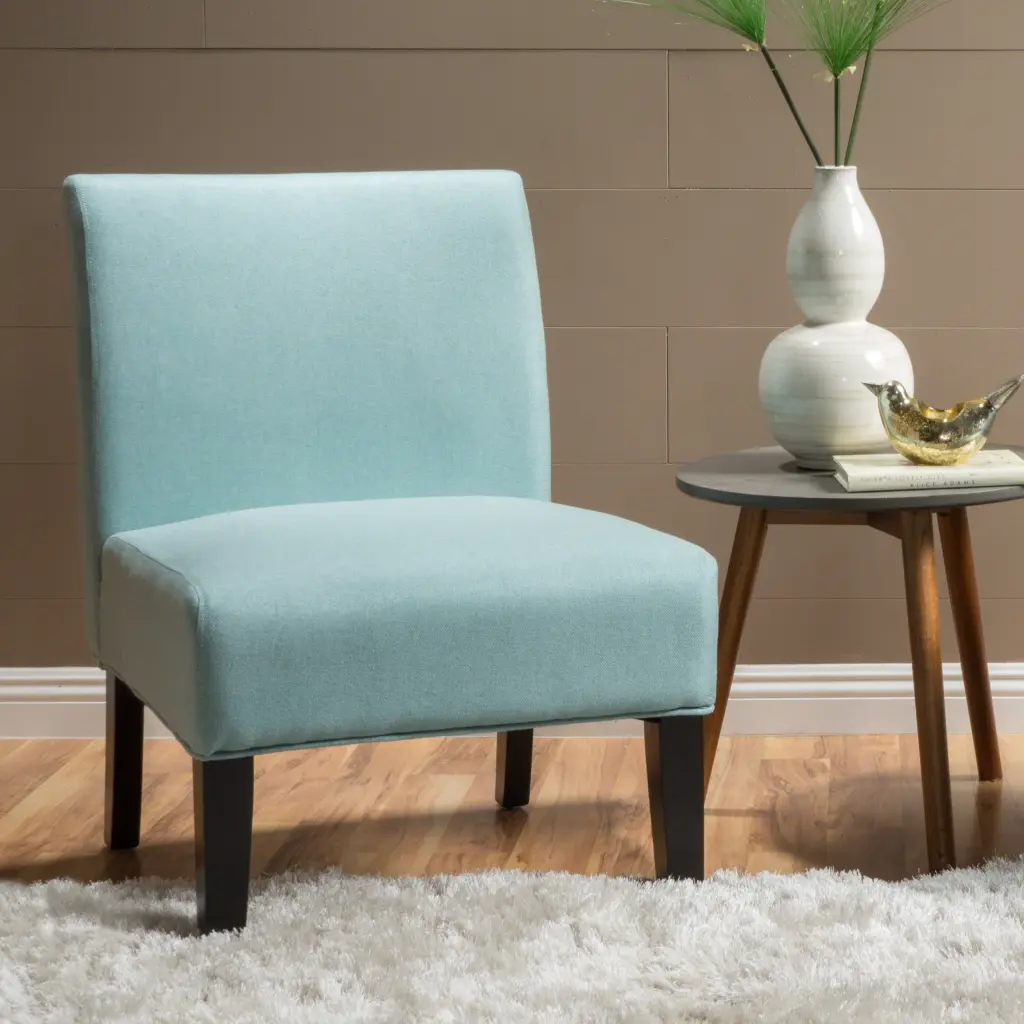 Accent Chair Light Blue Fabric Modern Lounge Chair Living Room nh-inmax
