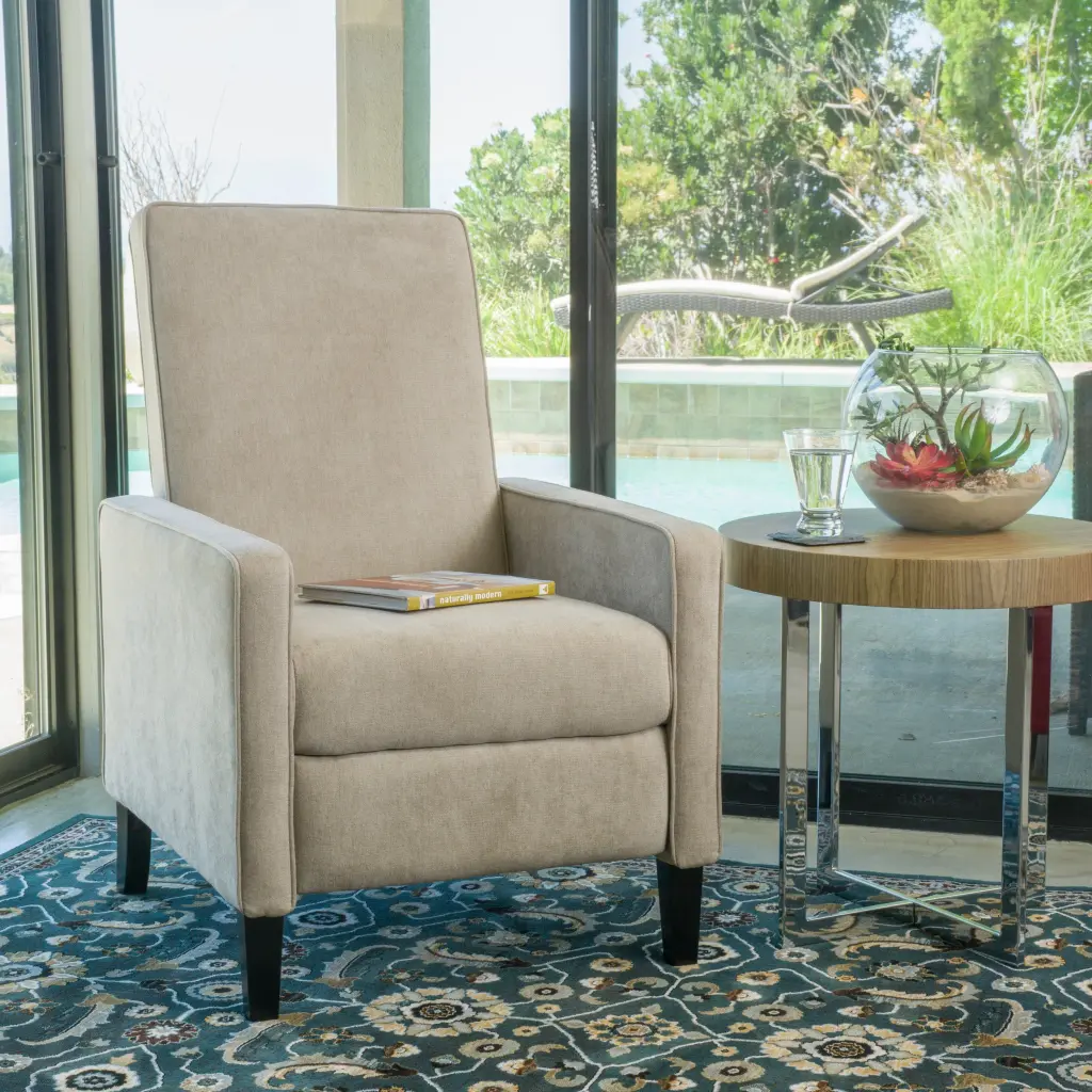 Minimalist Natural Linen Fabric Push Back Chair Comfortable Dining Chair nh-ocean furniture