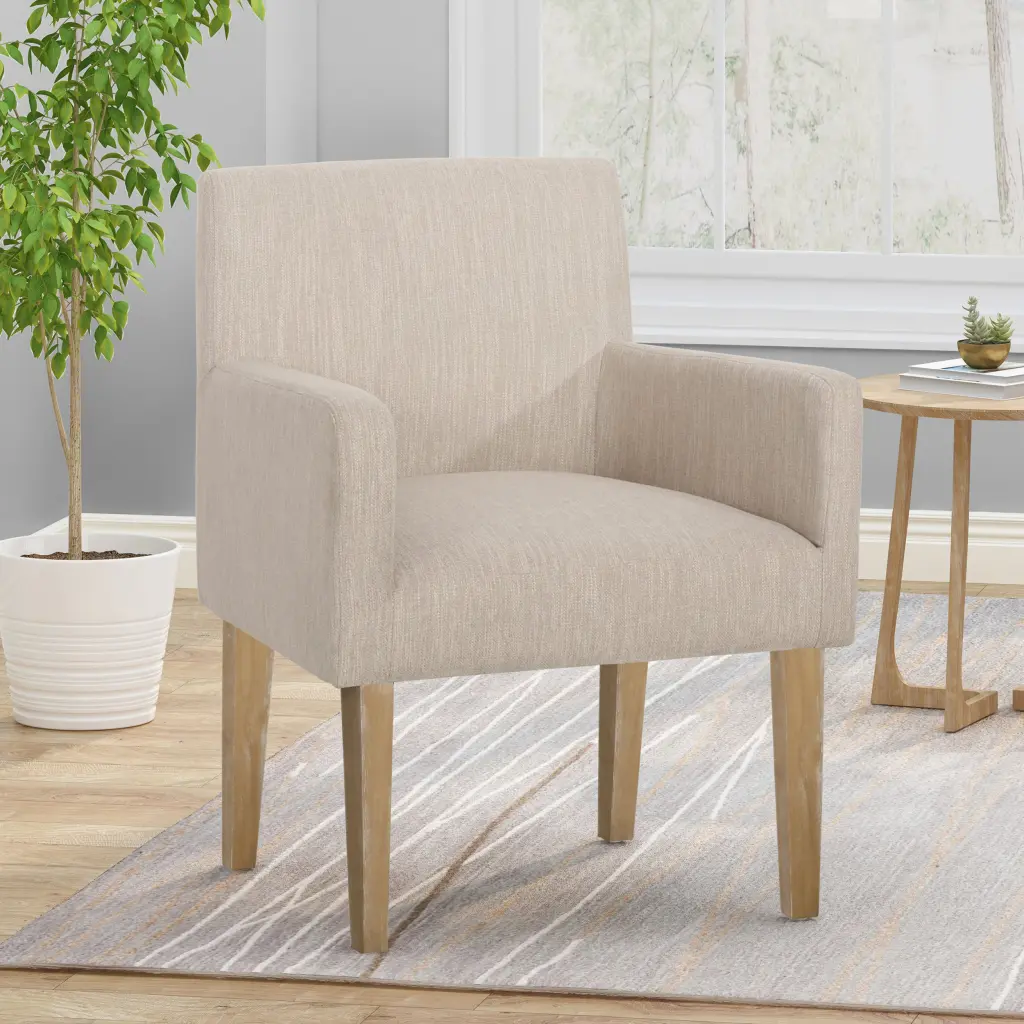 Beige Brown Fabric Arm Chair Living Room Comfort nh-perfect home