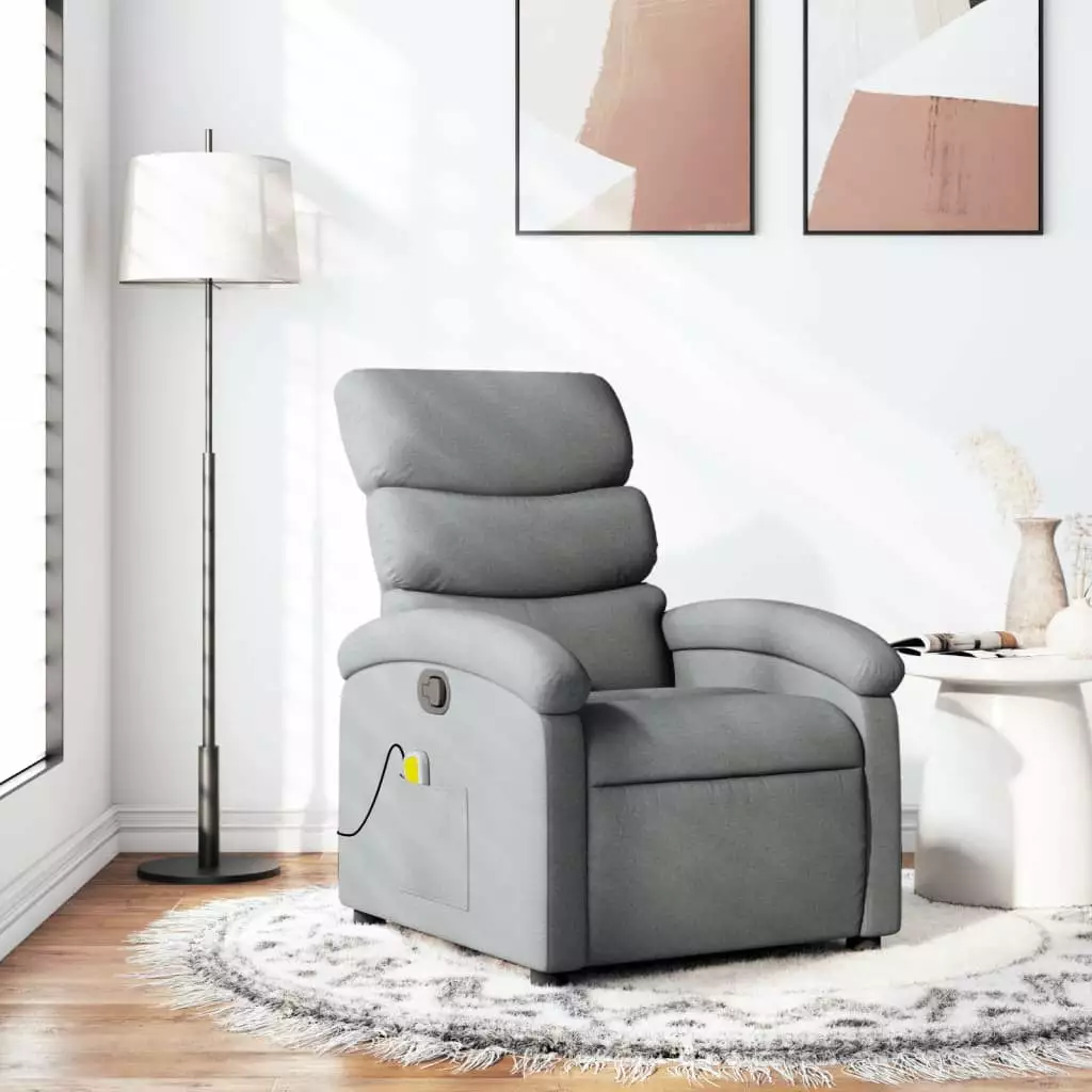 vidaXL Massage Recliner Chair Light Gray Fabric - Modern and Relaxing