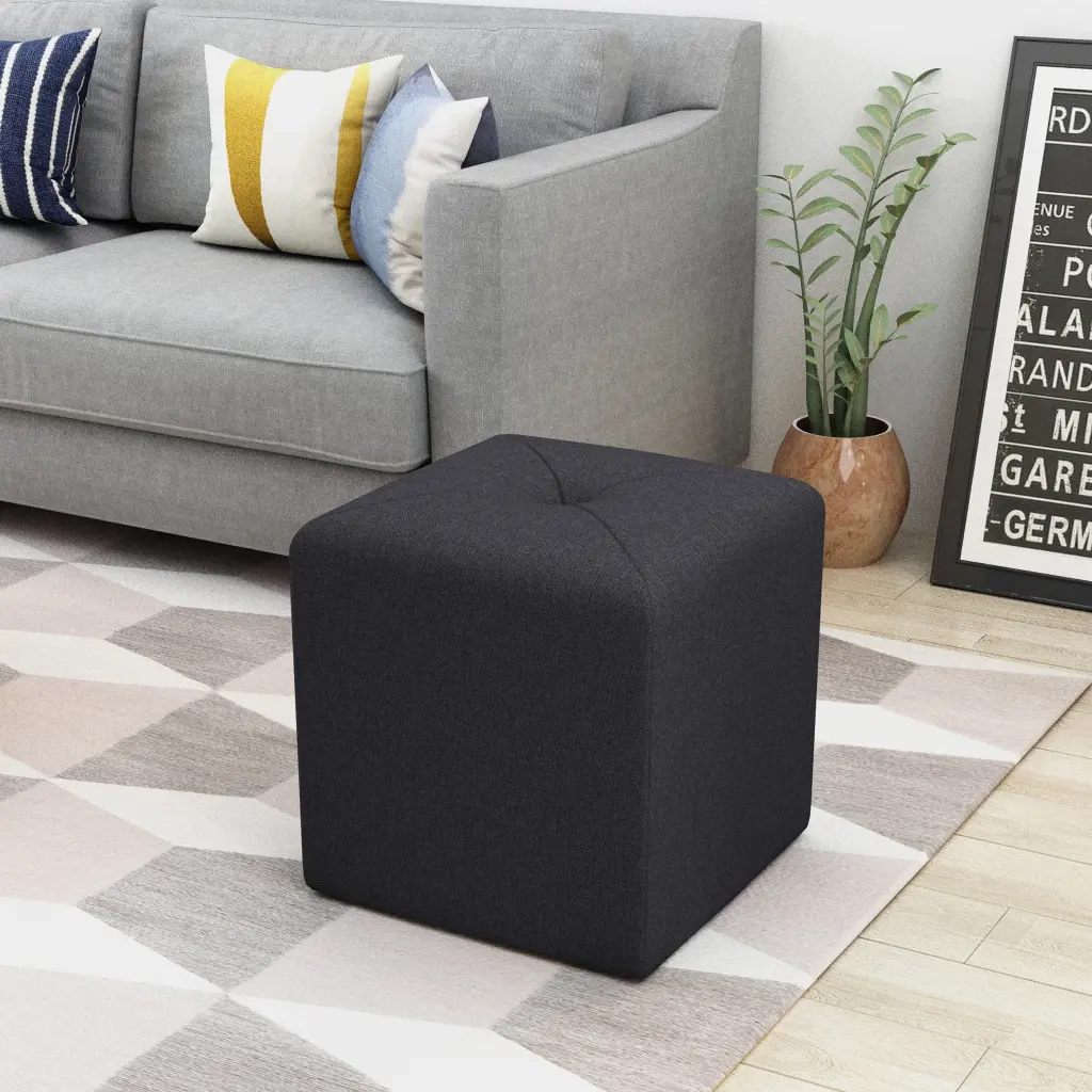 Charcoal Grey Fabric Ottoman nh-an
