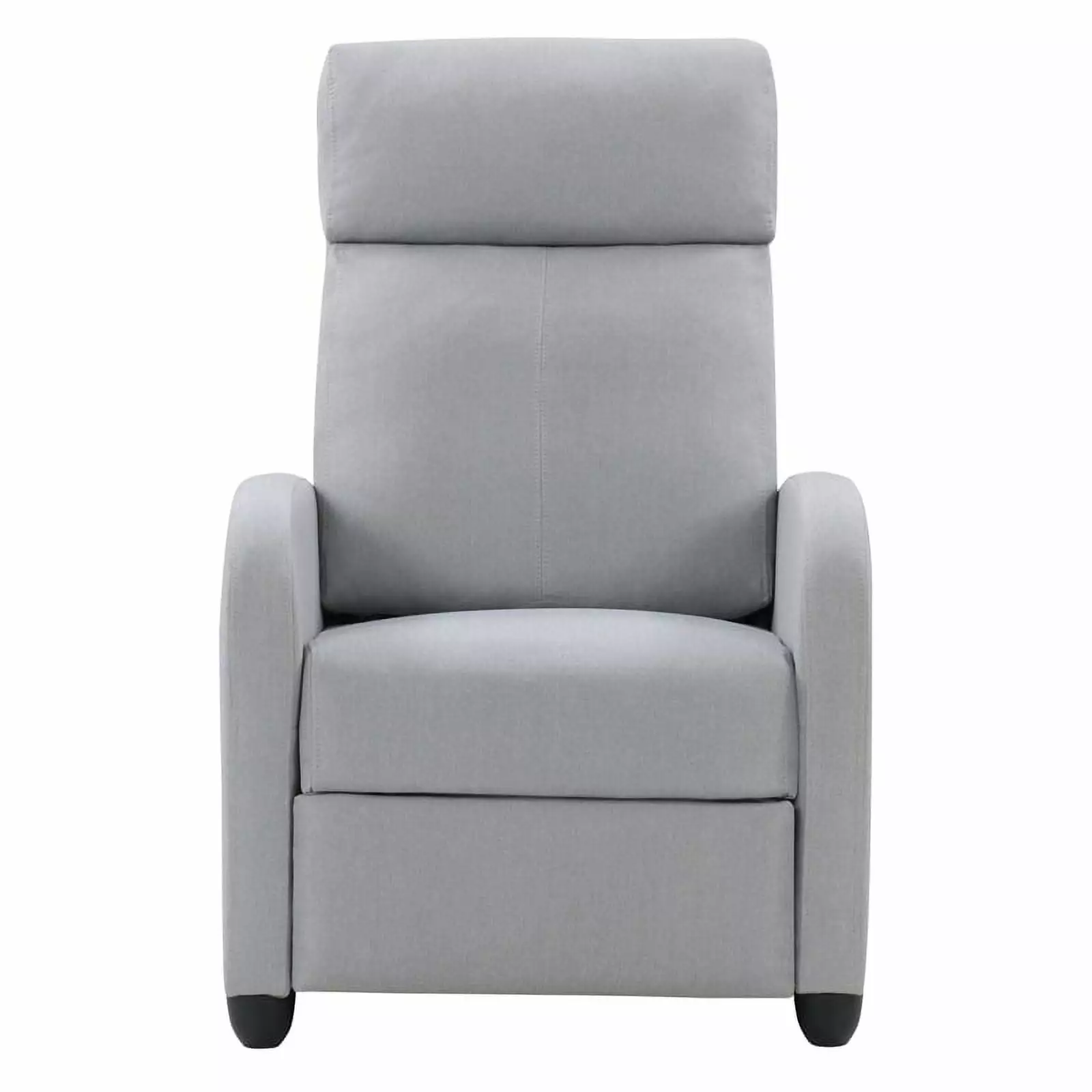 Bowery Hill Light Gray Fabric Recliner Chair Extending Foot Rest Living Room