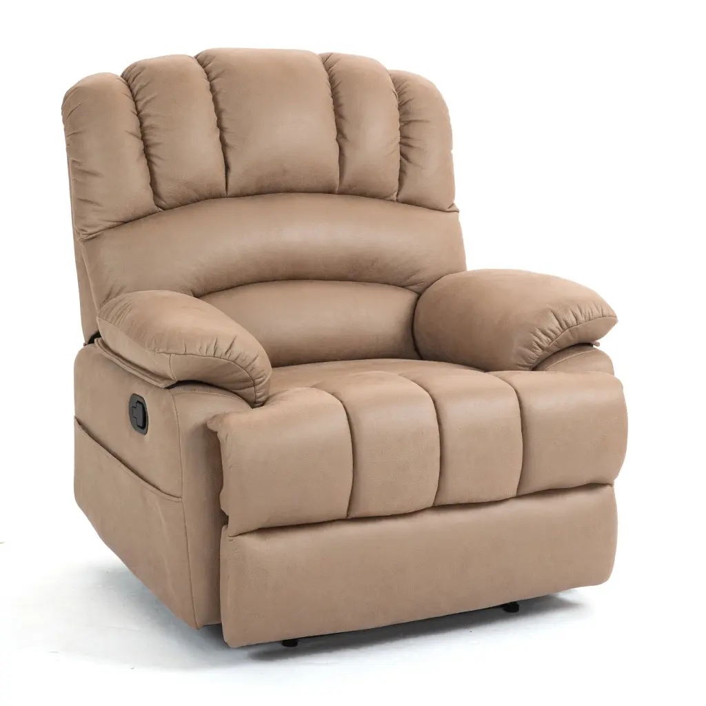 Large Manual Recliner Chair Fabric - Yellow Upholstery Living Room Comfort comfortmax