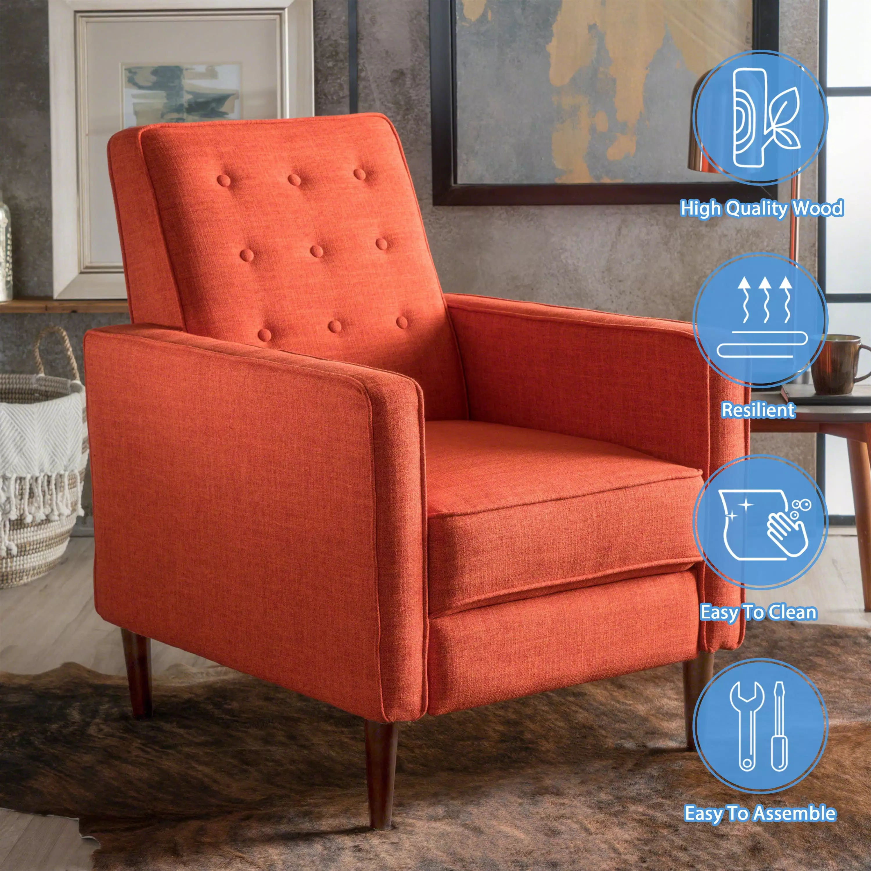 GDF Studio Birch Recliner Muted Orange GDFSTUDIO