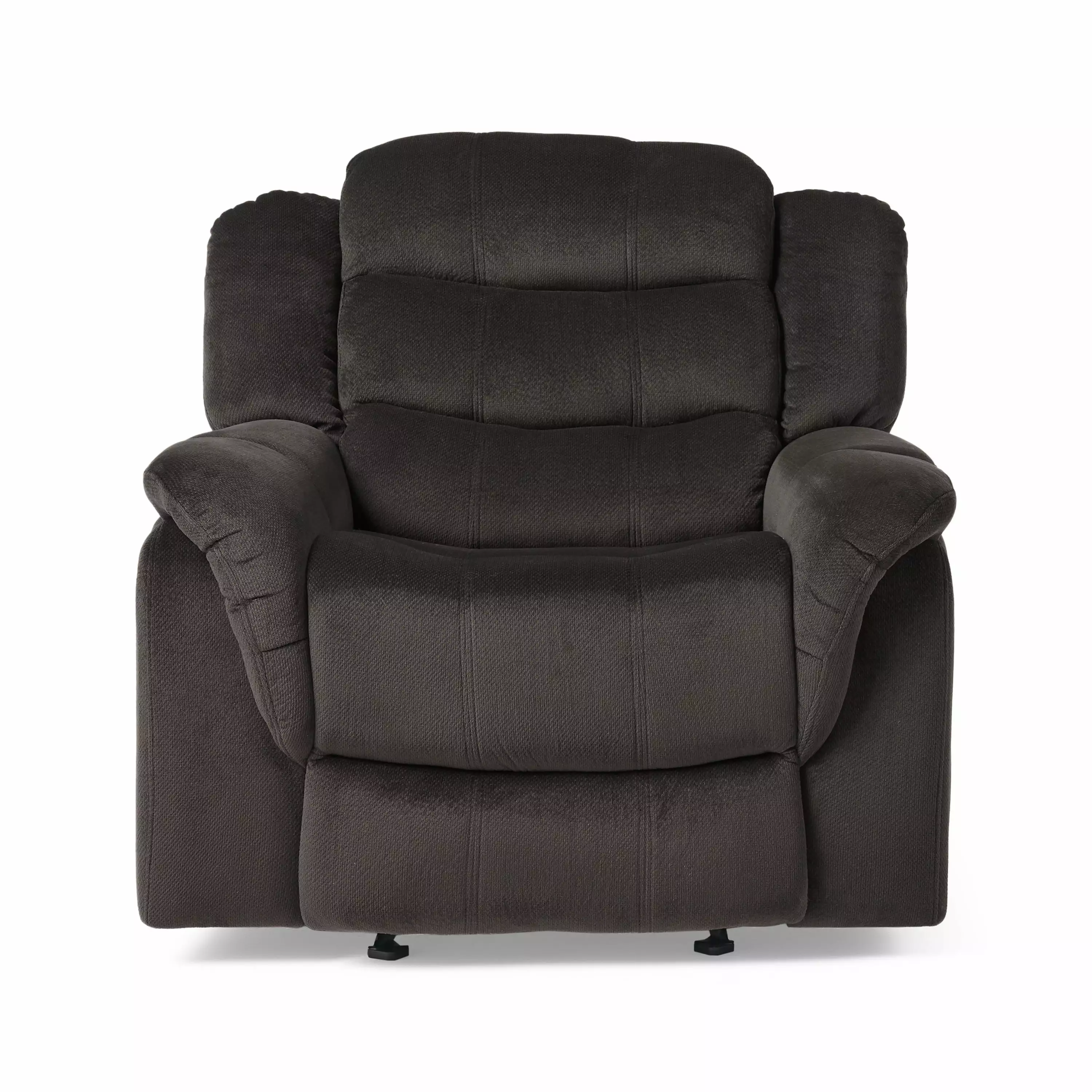GDF Studio Rafael Chocolate Black Contemporary Fabric Pillow Tufted Glider Recliner Chair GDFSTUDIO