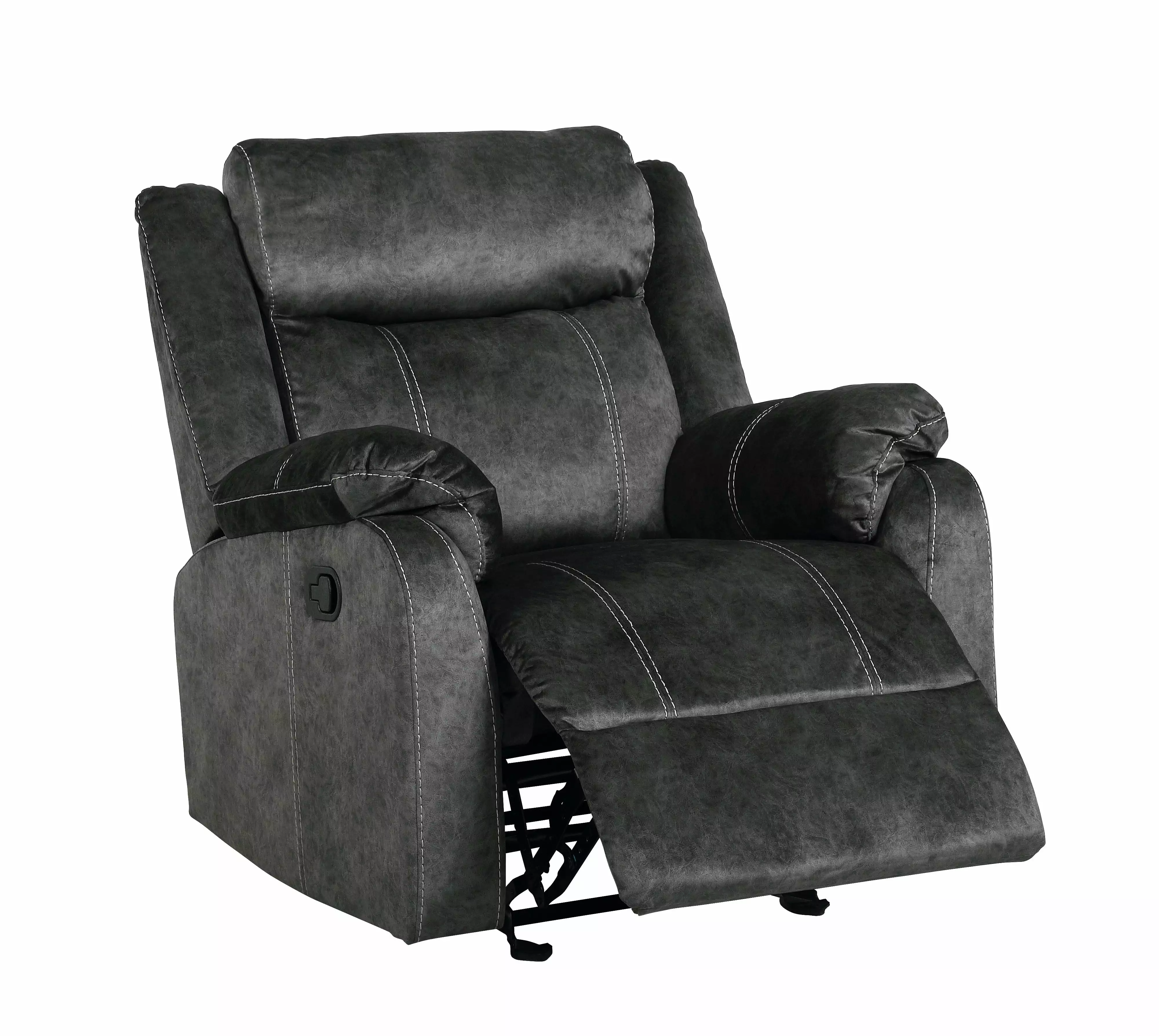 Global Furniture USA Domino Gray Fabric Glider Recliner Chair Contemporary Living Room Seat