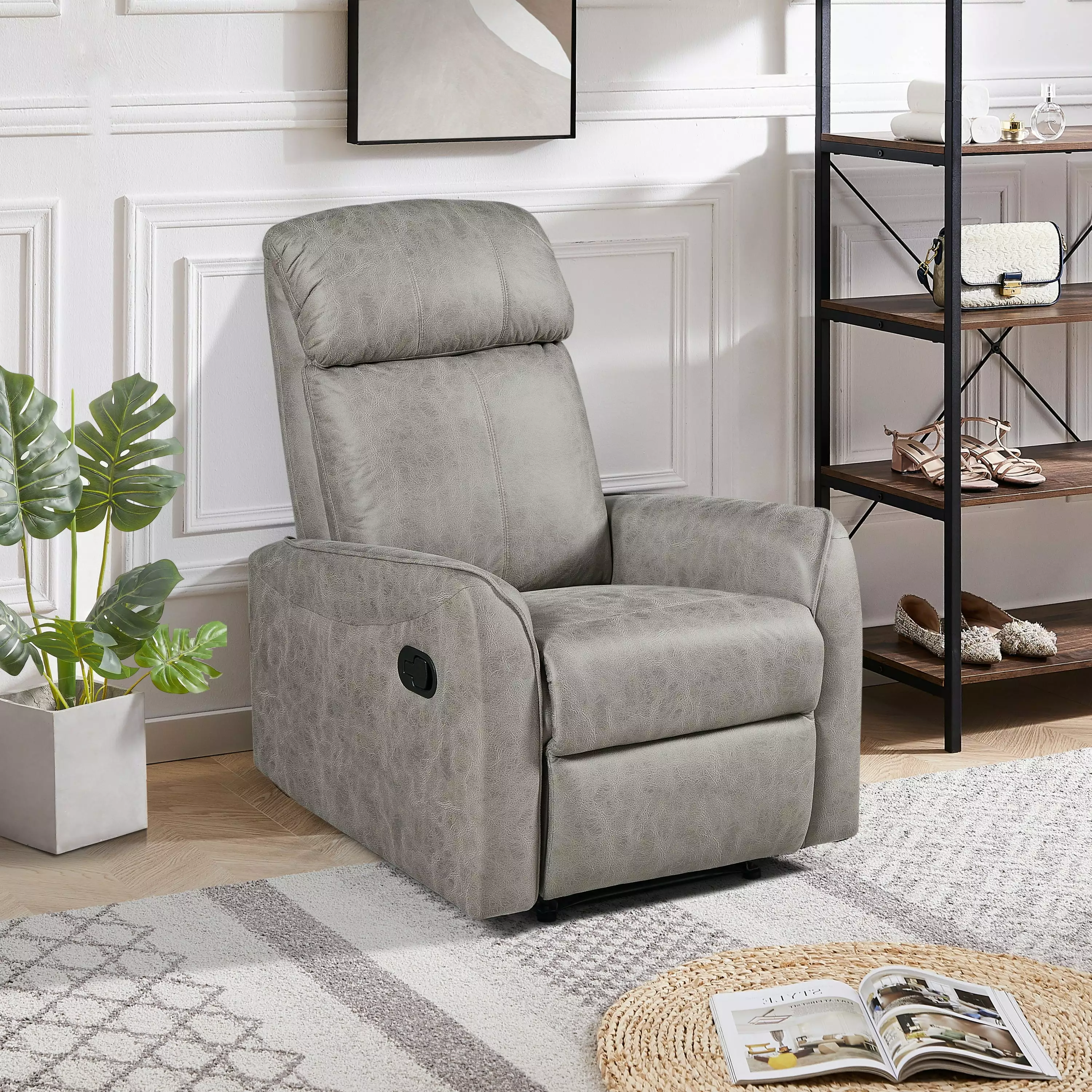Silva Recliner Chair - Gray Comfortable Living Room Furniture Go Green Woods