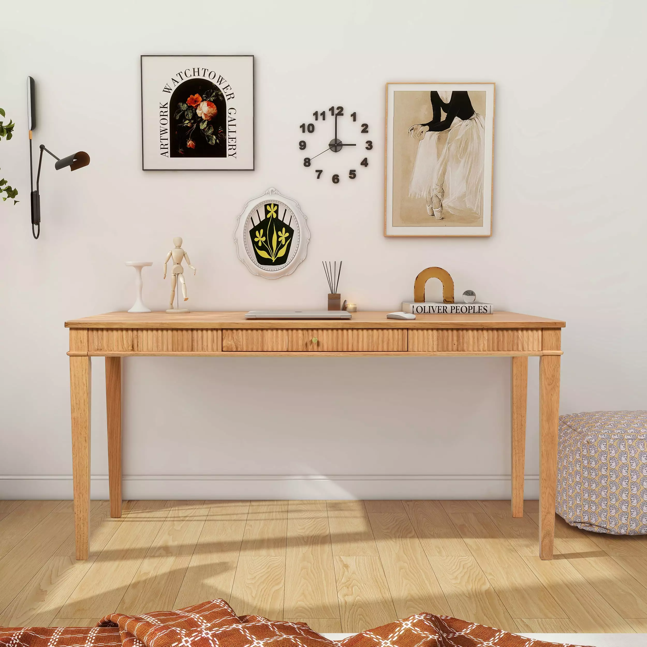 Jennifer Taylor Home Dumont Modern Farmhouse 1-Drawer Writing Desk Natural Blonde JENNIFER TAYLOR J T
