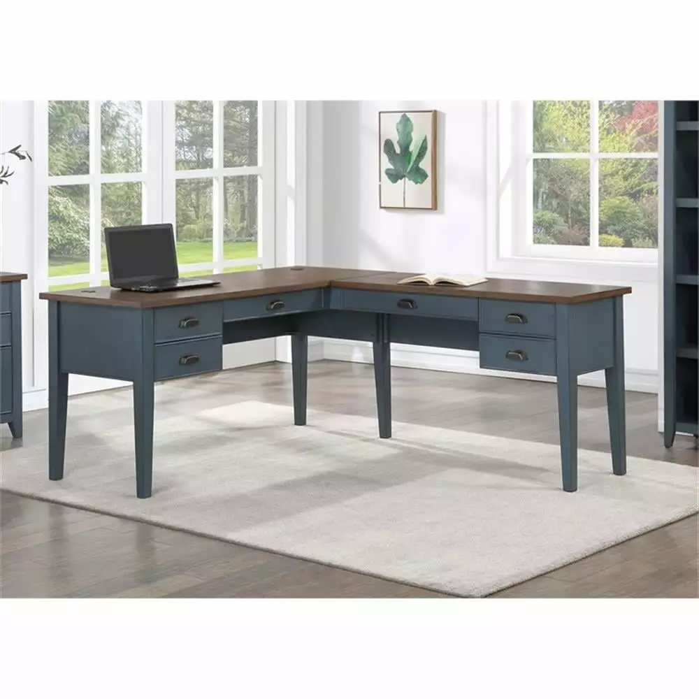 Martin Furniture Fairmont Farmhouse Wood Desk Storage Drawer Blue - Rustic Home Office Desk