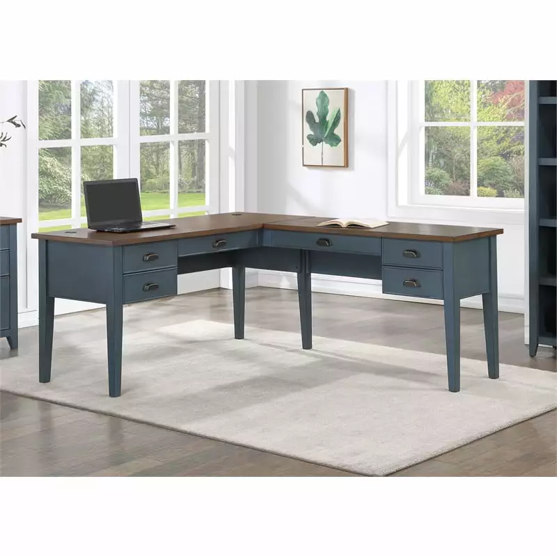 Martin Furniture Fairmont Farmhouse Wood Desk Storage Drawer Blue