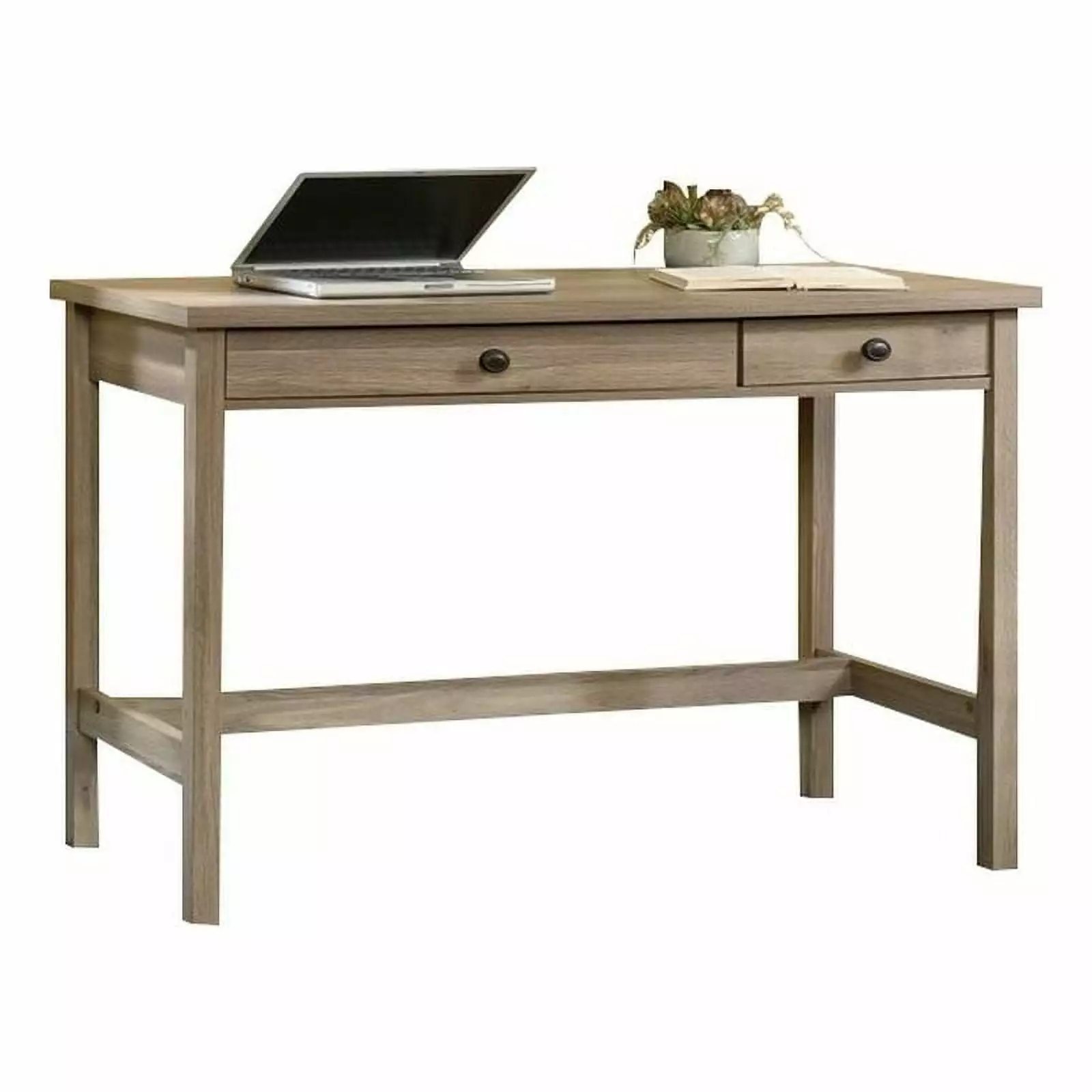 Scranton & Co 2-Drawer Farmhouse Engineered Wood Writing Desk Salt Oak Rustic Office Desk