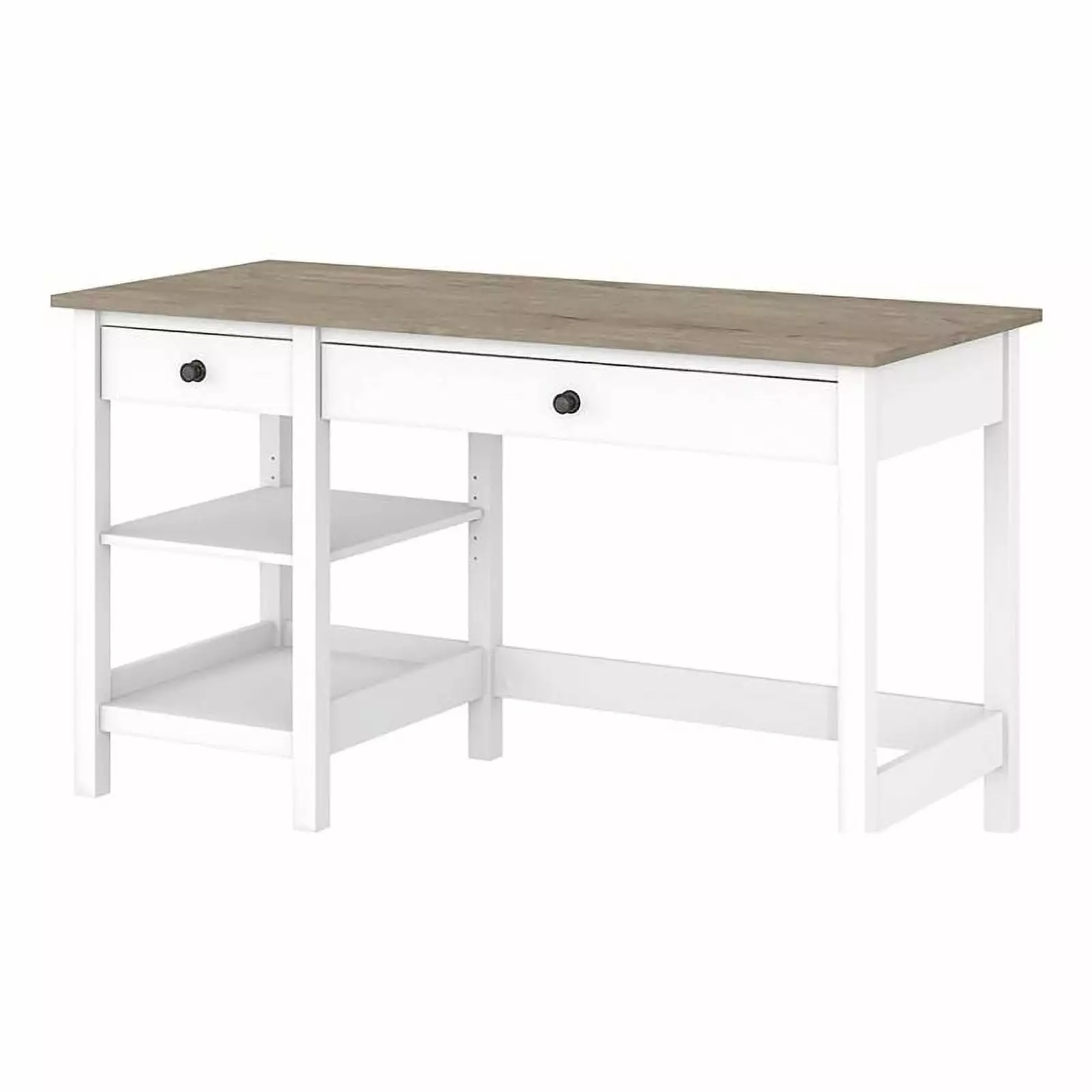 UrbanPro 54 Farmhouse Engineered Wood Computer Desk Drawers Gray White