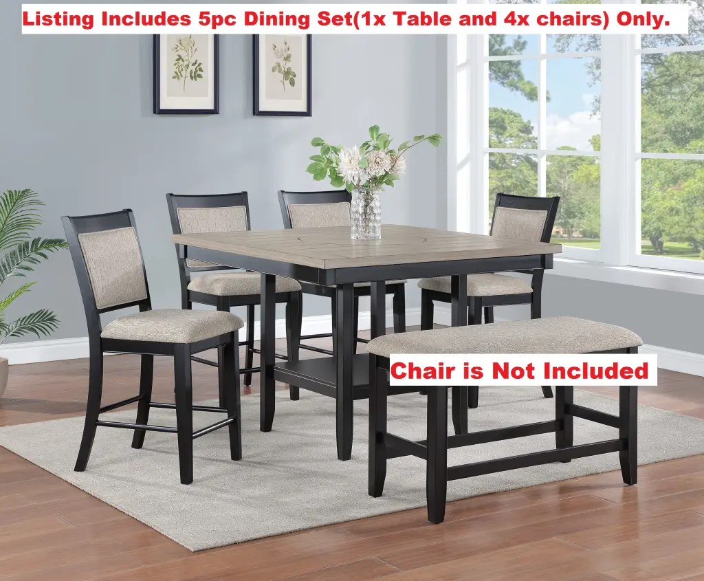 5Pc Dining Set Contemporary Farmhouse Style Counter Height 20 Inch Table kanepe
