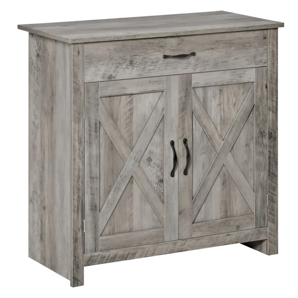Homcom Farmhouse Sideboard Buffet Cabinet Barn Door Style Kitchen Storage aosom business