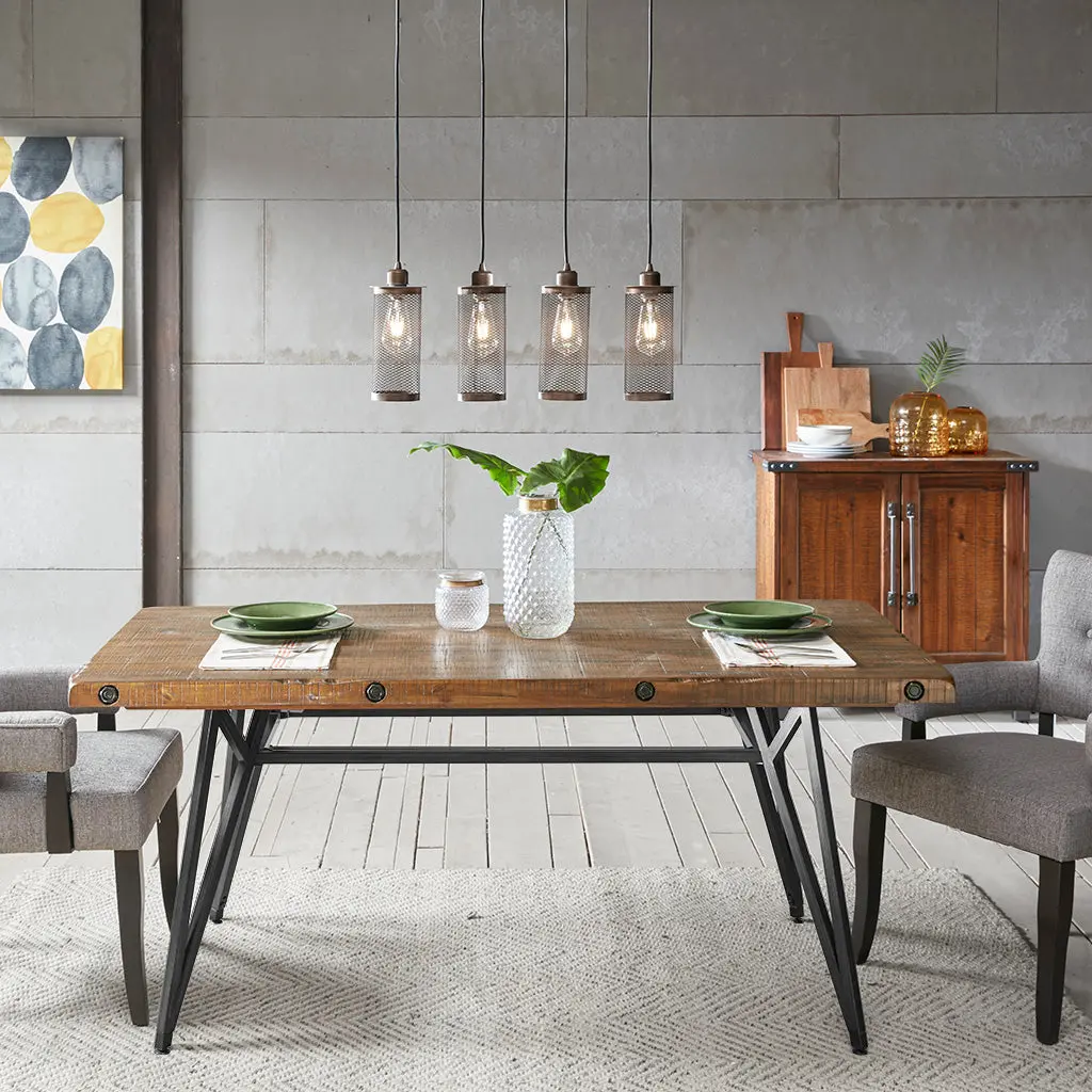 Trestle Dining Collecting Table Reclaimed Brown Gun Metal Wood Rustic Farmhouse Table jla