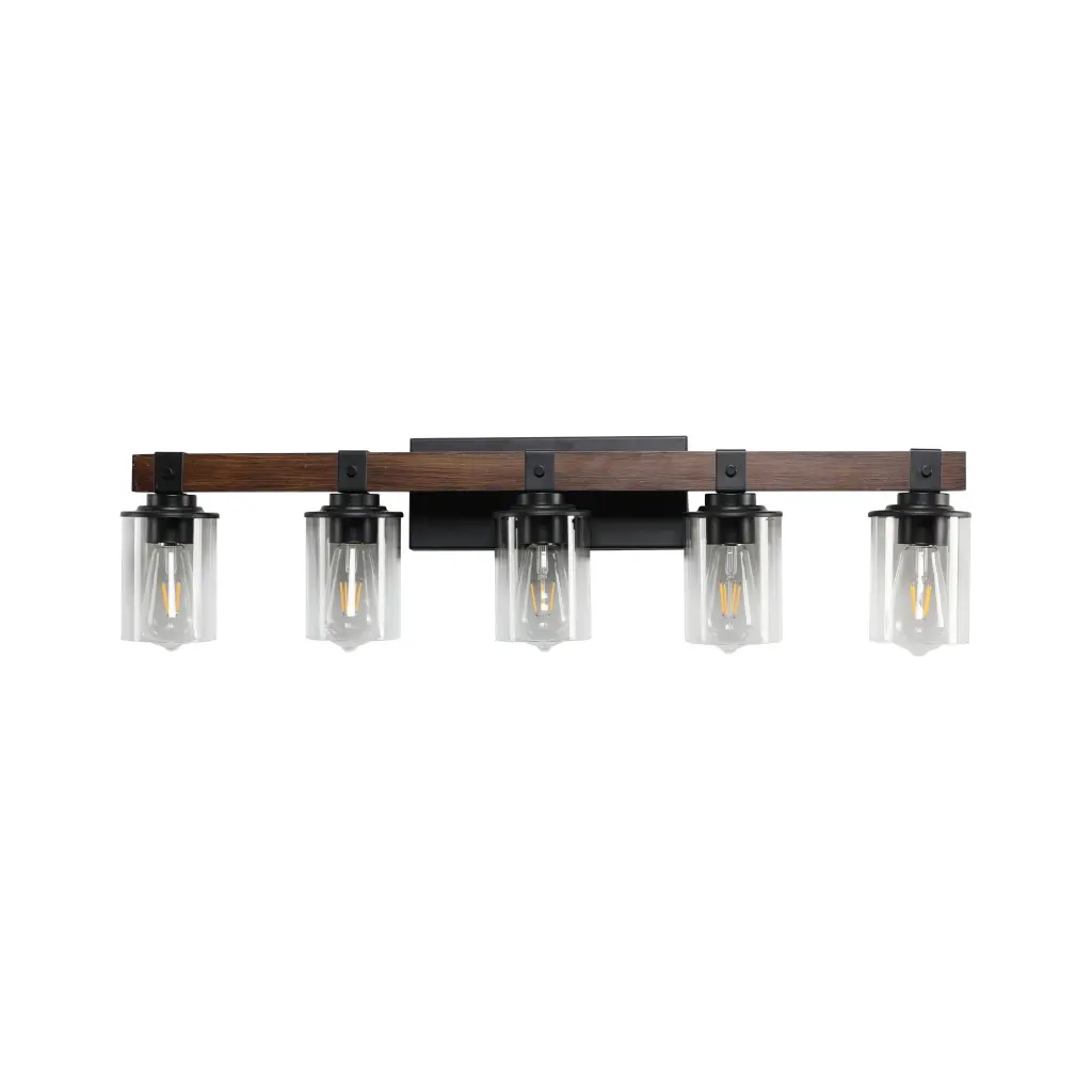 Walnut Black Farmhouse Glass Iron Console Table lighting commune