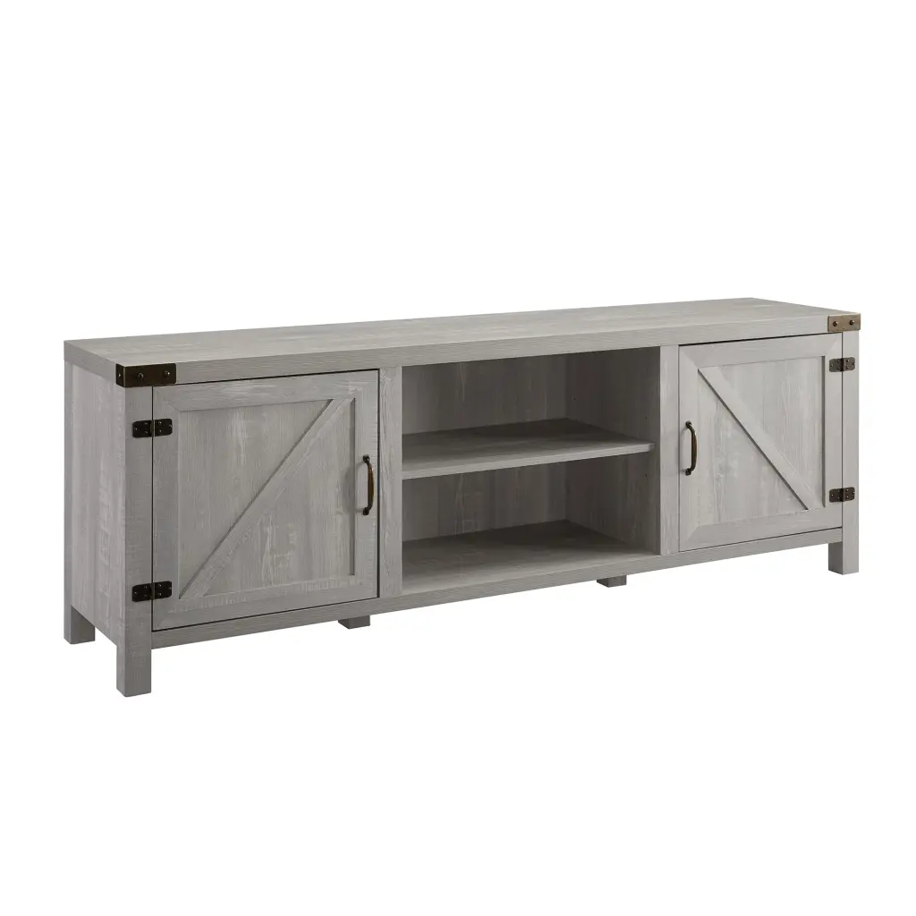 Rustic Farmhouse Double Barn Door 70 Inch TV Stand 80 Inch TVs Center Storage walker edison