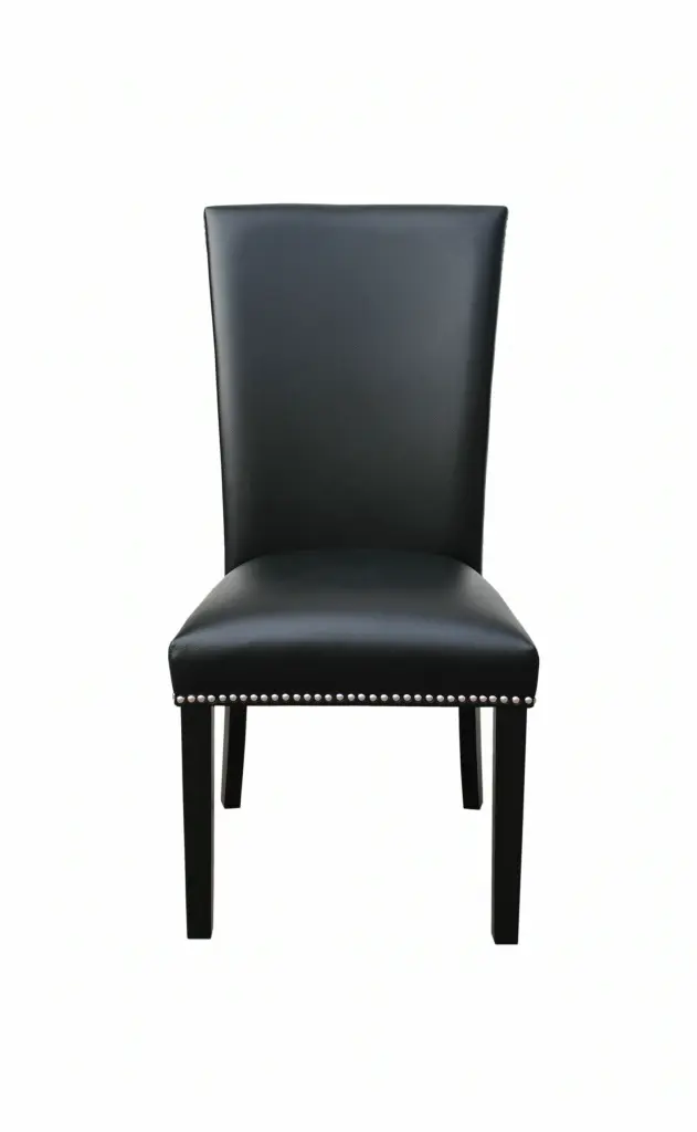 Camila Dining Chair Set 2 Black Black Faux Leather steve silver furniture