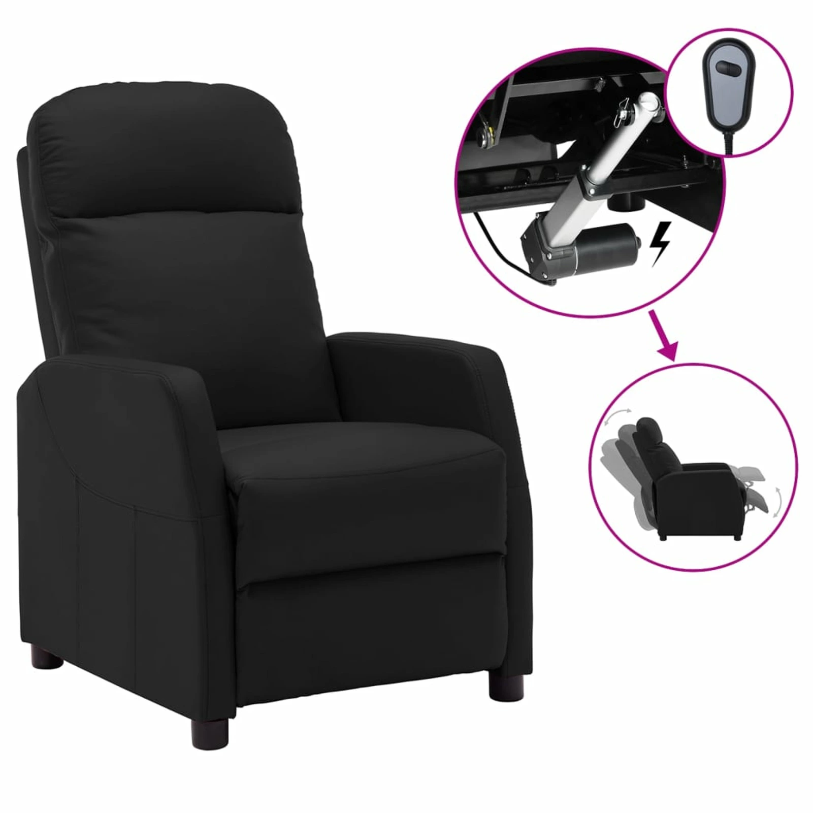 Aibecy Recliner Black Faux Leather Lounge Chair Living Room