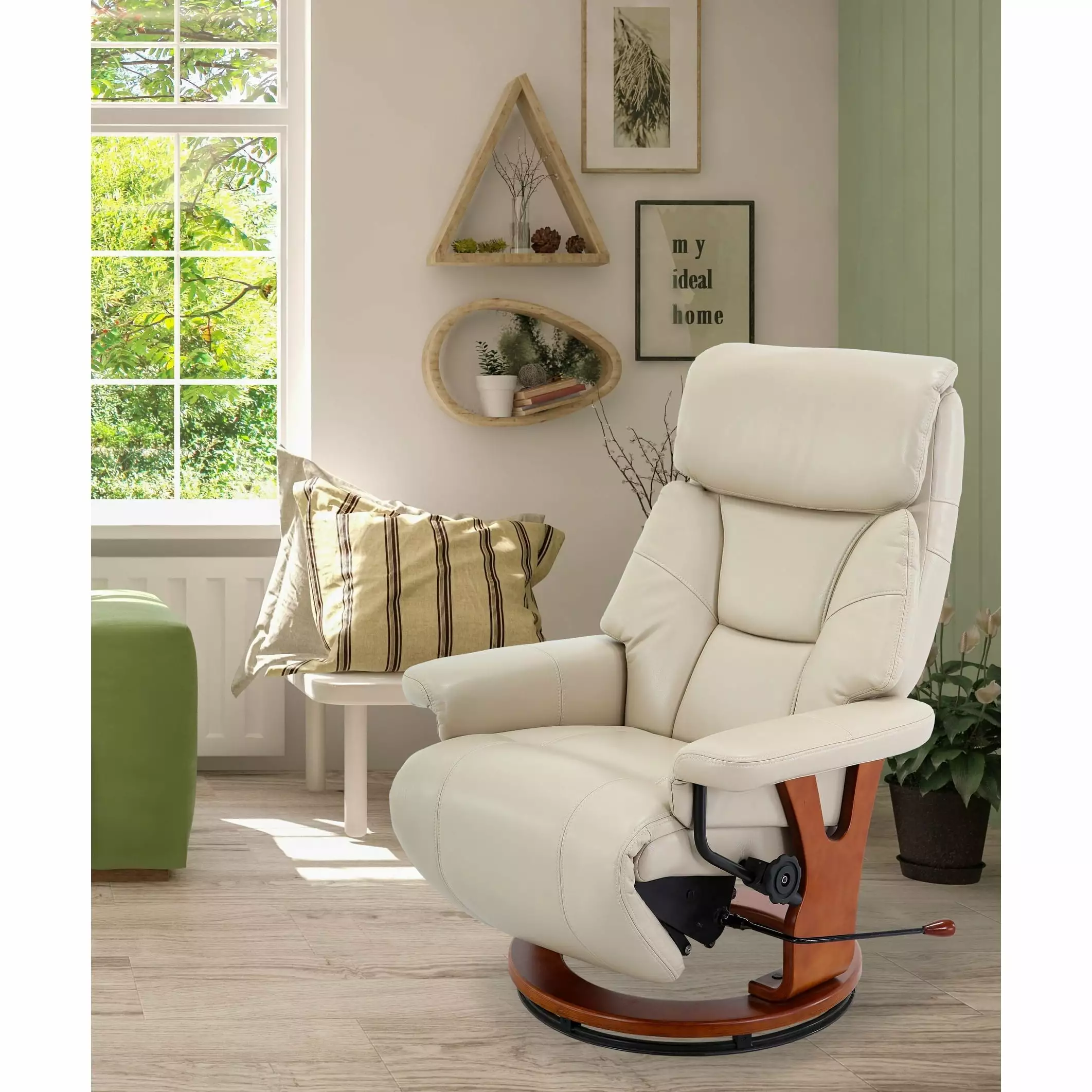 Faux Leather Recliner Cream - Modern Comfortable Living Room Chair Bed Bath & Beyond