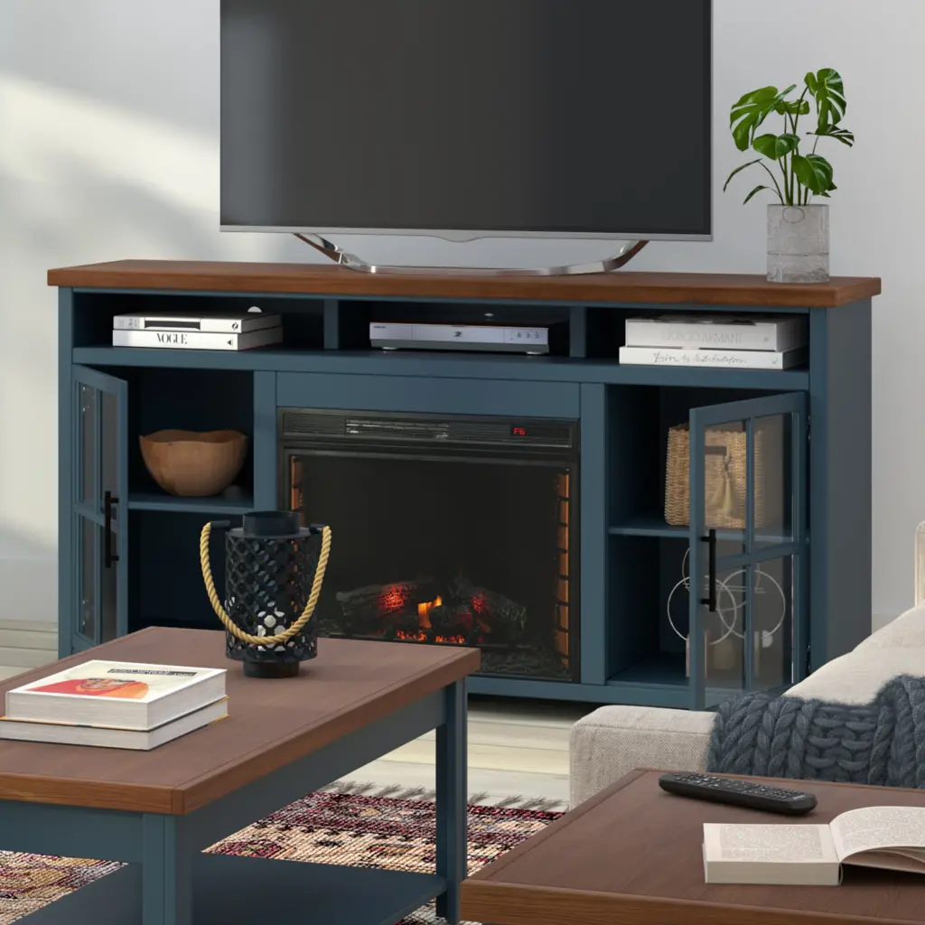 Nantucket 74 Inch Fireplace TV Stand Console TVs Up To 85 Inches Modern Living Room Furniture bridgevine home