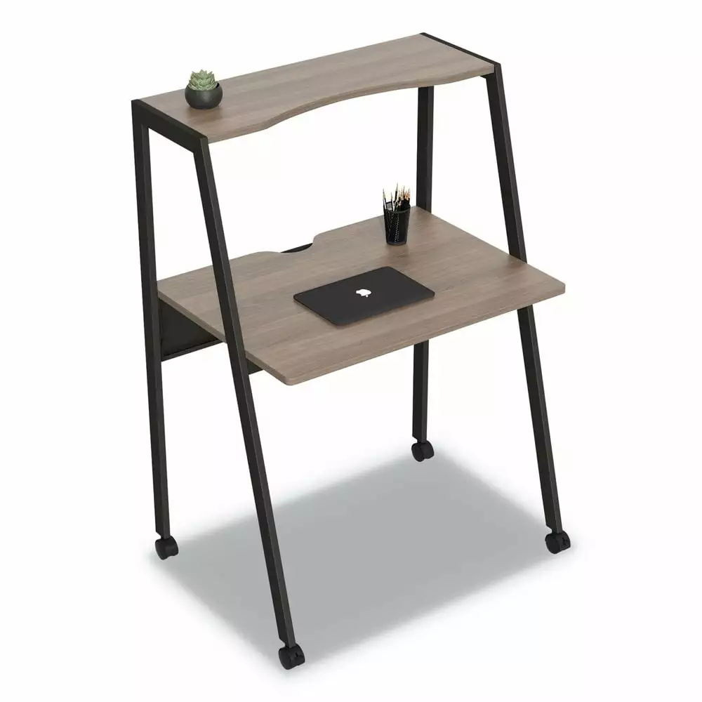 Linea Italia LITSH764NW Kompass 33 . x 23.75 . x 48 . Flexible Home Office Desk Natural Walnut