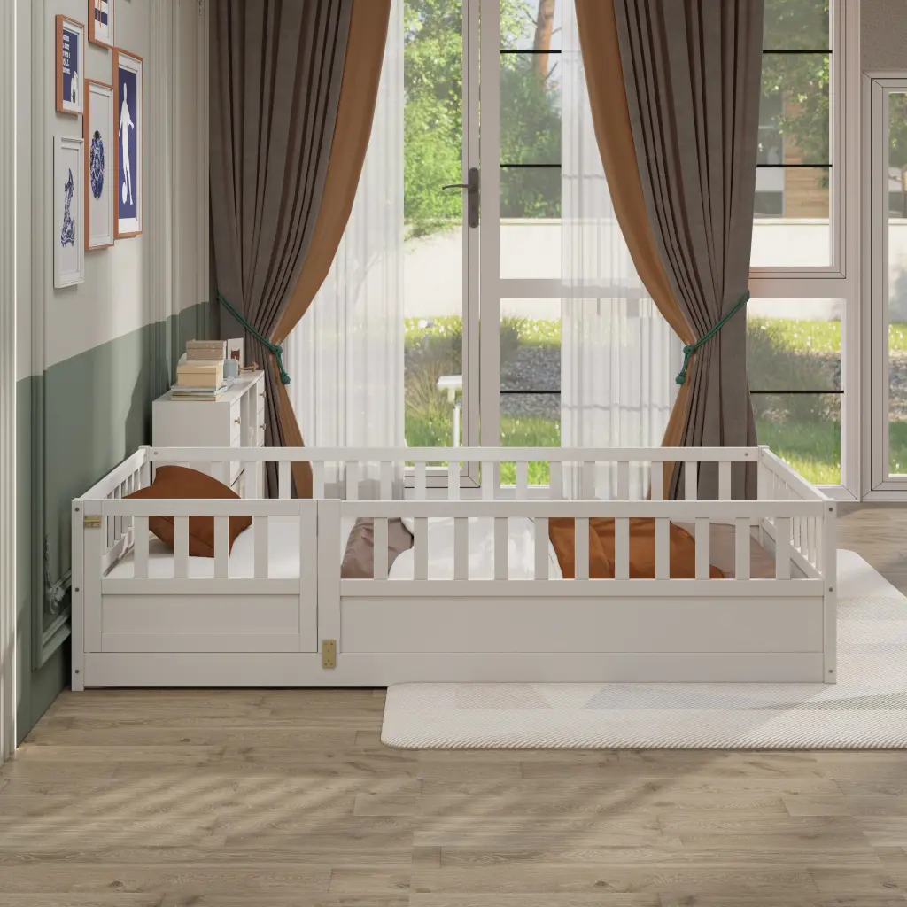 Twin Size Floor Bed Integral Construction High Safety Rails srh