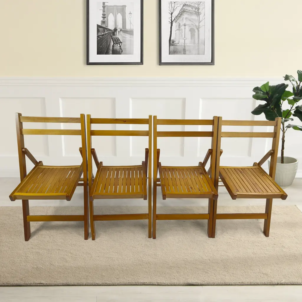 Slatted Wood Folding Special Event Chair Honey Color Set 2 leisure home -jy