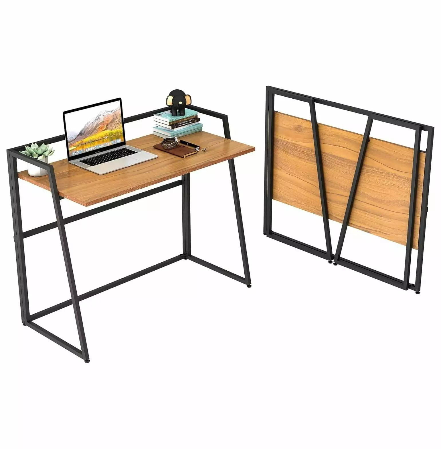 BULYAXIA 41 Inch Small Folding Computer Desk Protective Railing Small Spaces